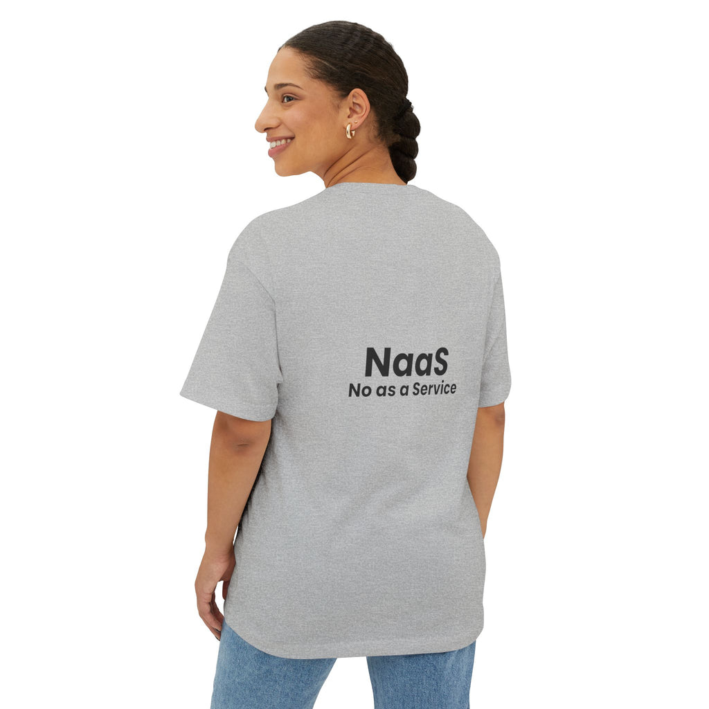 NaaS 'No as a Service' Oversized Boxy Tee — Tech Startup Logo T‑Shirt