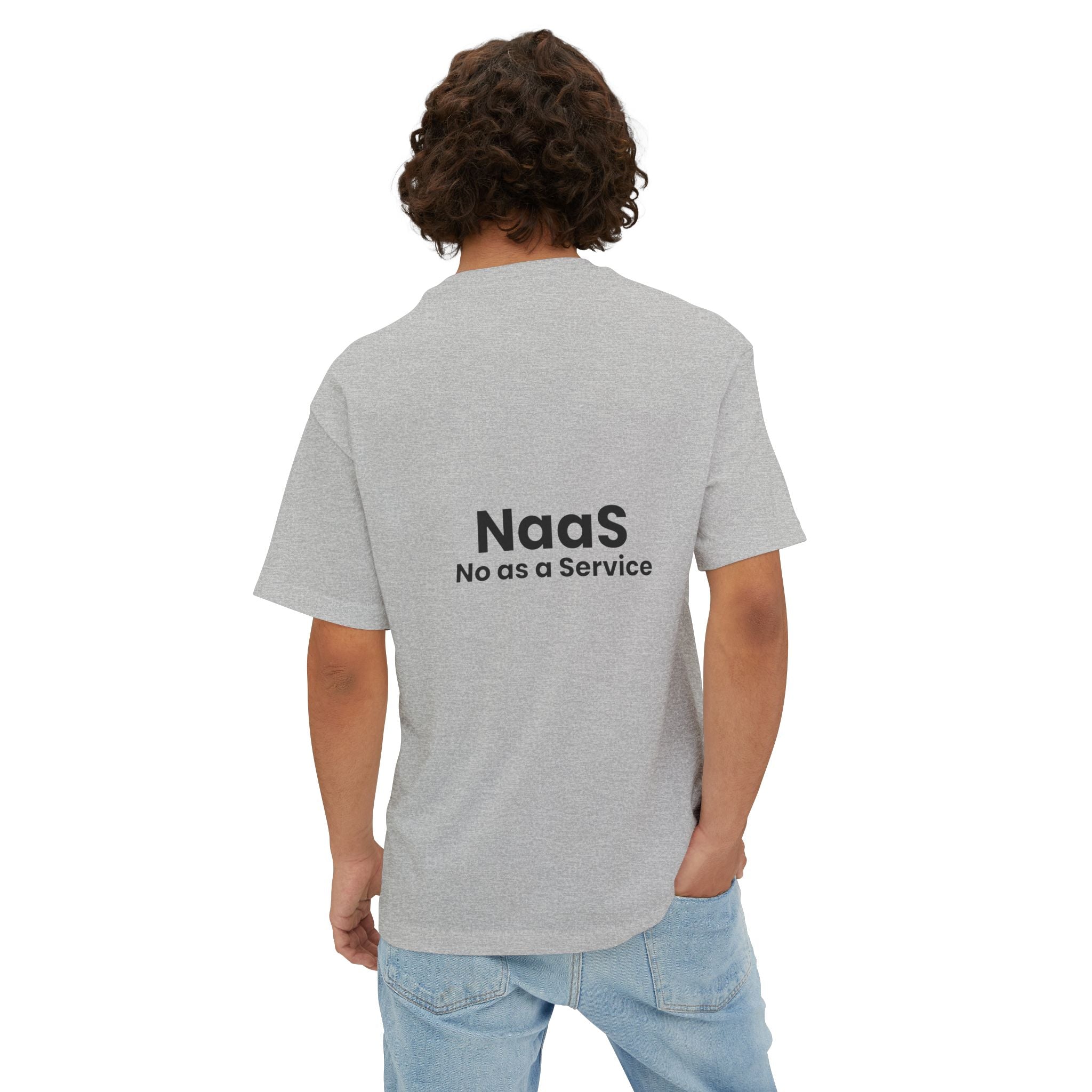 NaaS 'No as a Service' Oversized Boxy Tee — Tech Startup Logo T‑Shirt