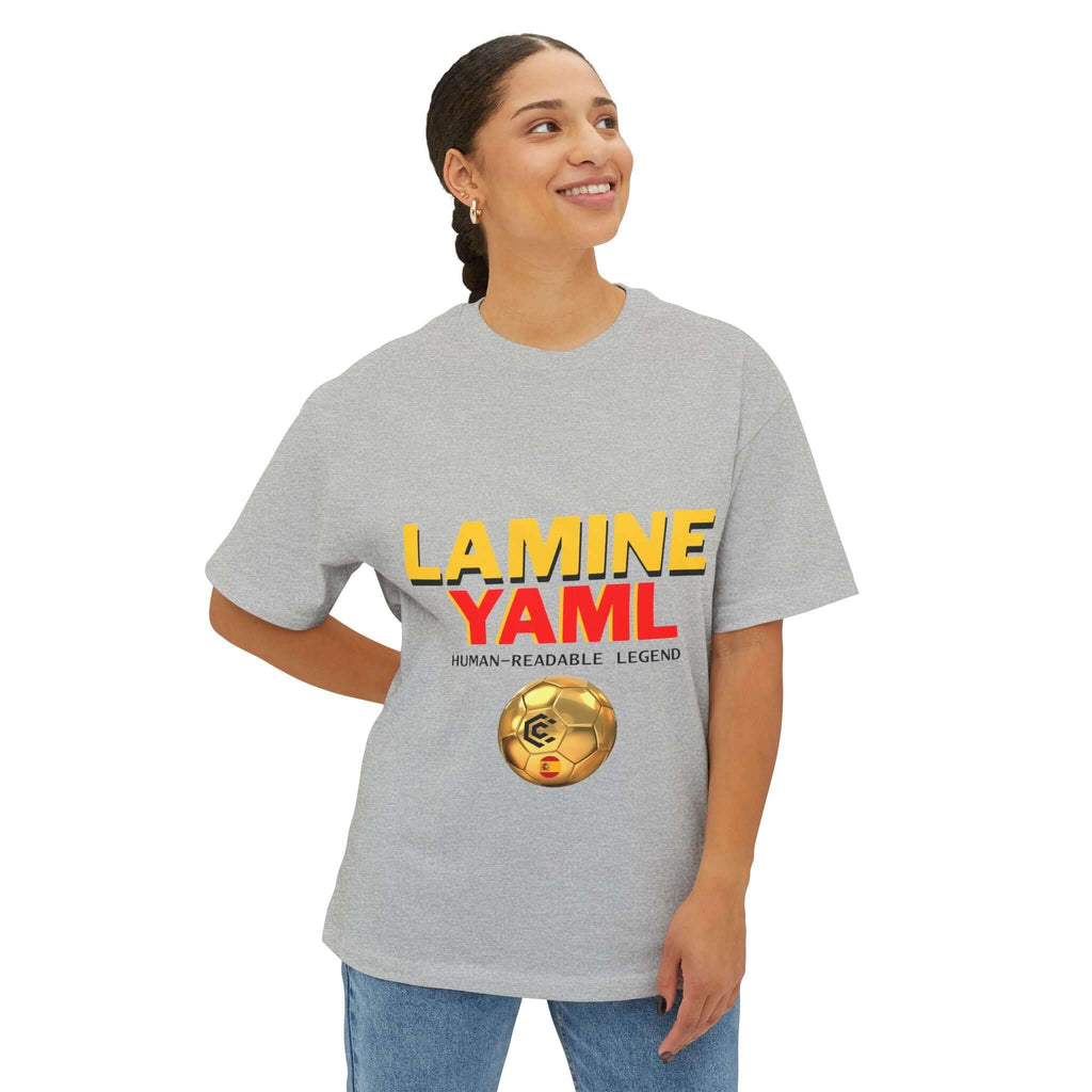 Lamine Yaml Graphic Tee — “HUMAN-READABLE LEGEND” Oversized Boxy T-Shirt