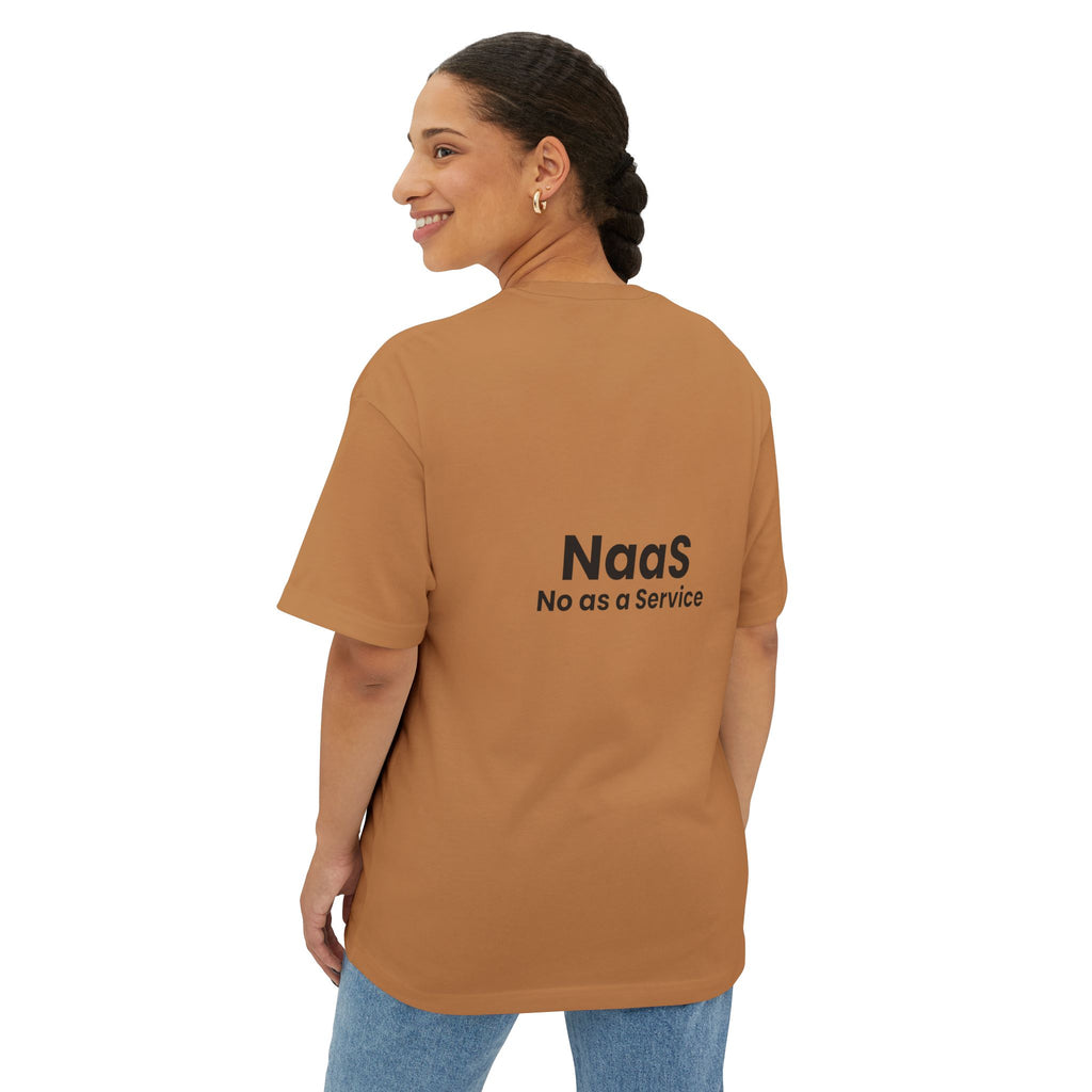 NaaS 'No as a Service' Oversized Boxy Tee — Tech Startup Logo T‑Shirt
