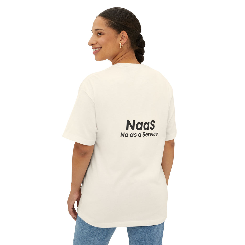 NaaS 'No as a Service' Oversized Boxy Tee — Tech Startup Logo T‑Shirt