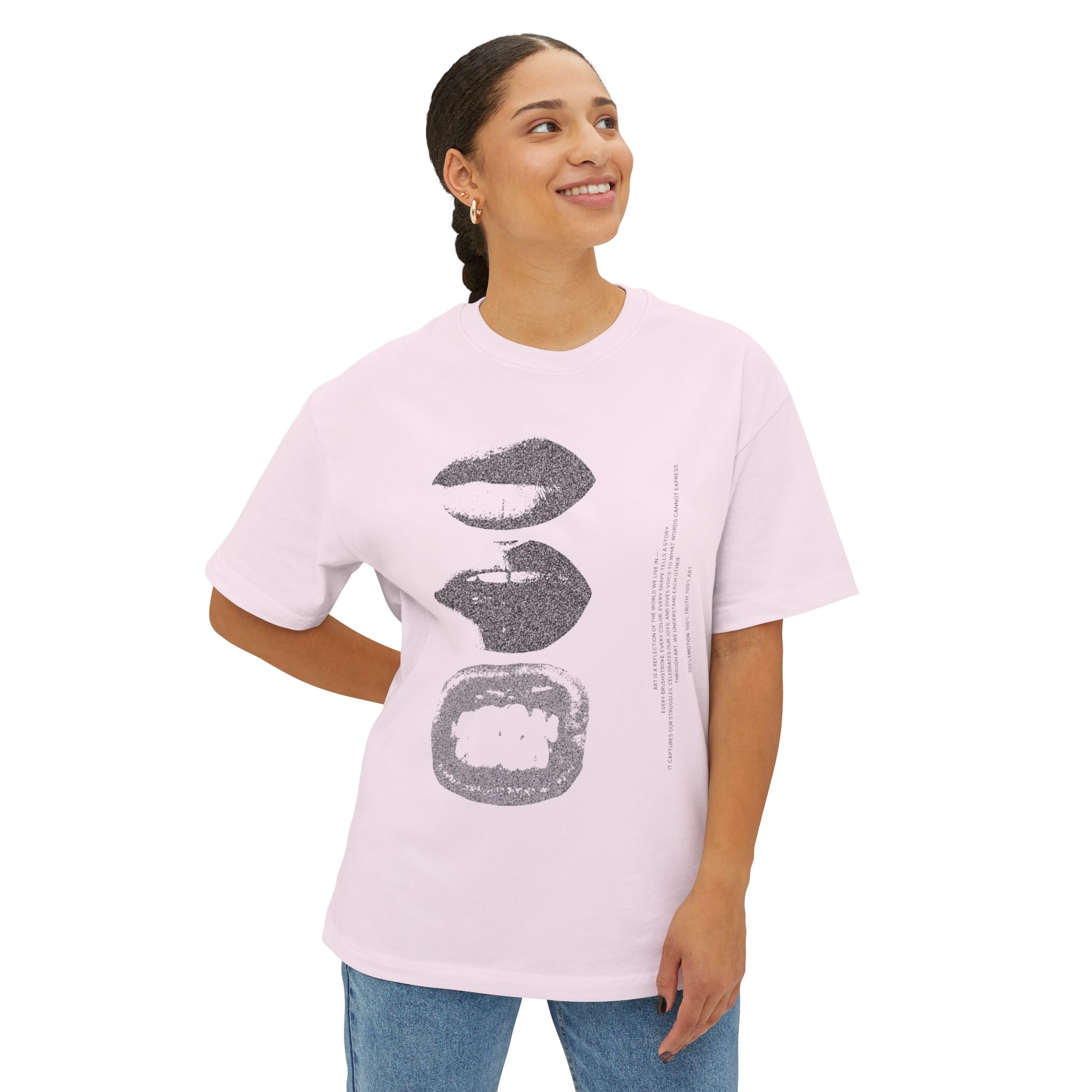 Boxy Tee - Grunge Lip Art Oversized T-Shirt - caldrwear.com