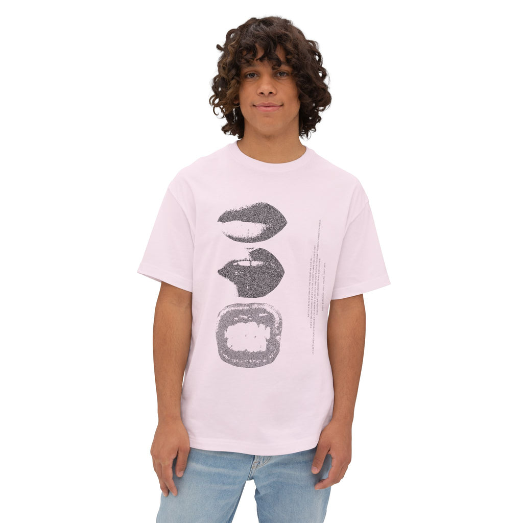 Boxy Tee - Grunge Lip Art Oversized T-Shirt - caldrwear.com