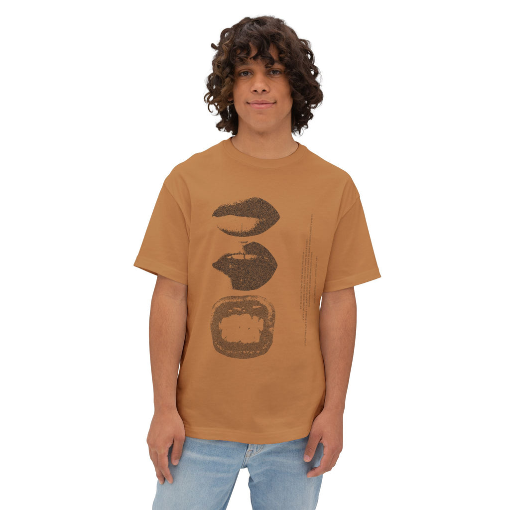 Boxy Tee - Grunge Lip Art Oversized T-Shirt - caldrwear.com