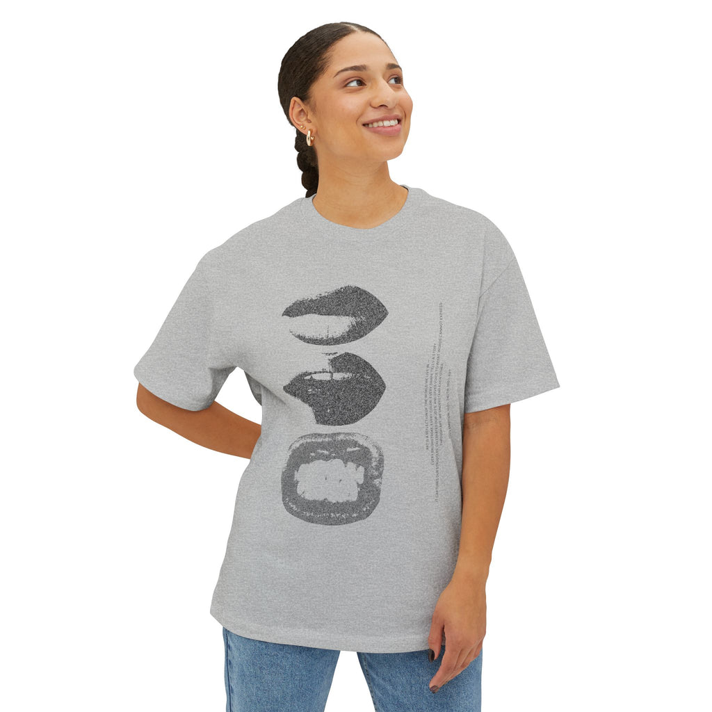 Boxy Tee - Grunge Lip Art Oversized T-Shirt - caldrwear.com
