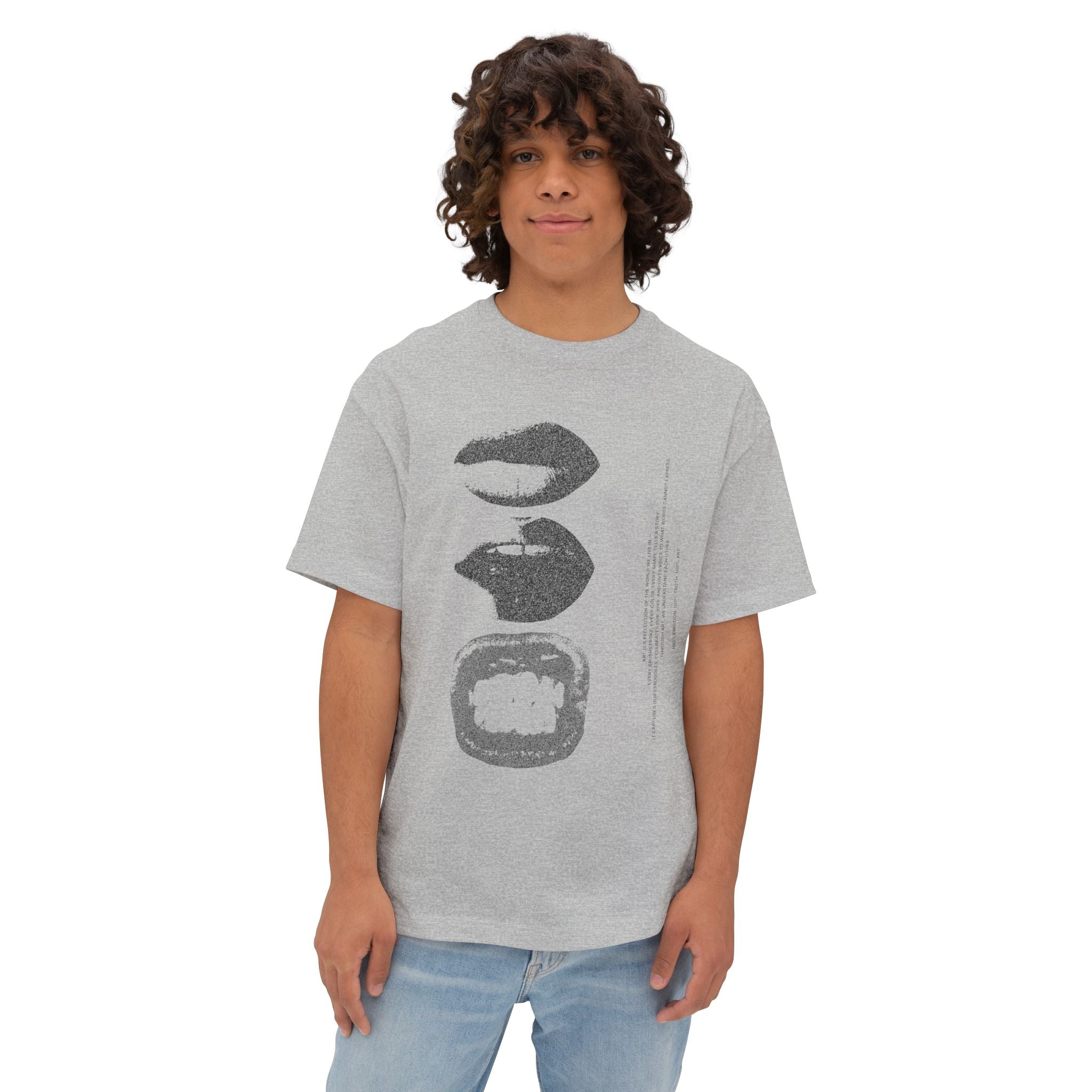 Boxy Tee - Grunge Lip Art Oversized T-Shirt - caldrwear.com