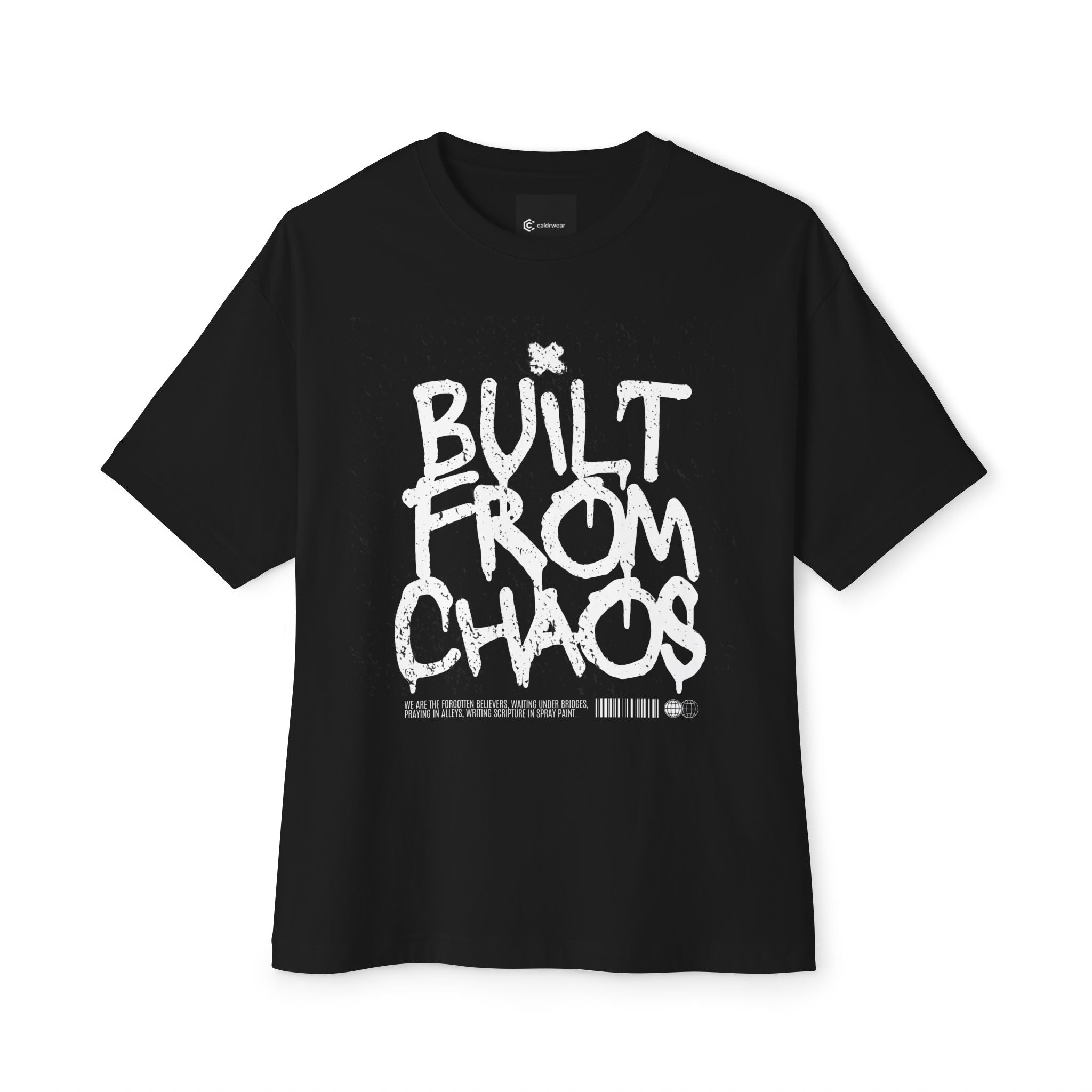 Built From Chaos Graphic Tee — Oversized Boxy Black T-Shirt - caldrwear.com