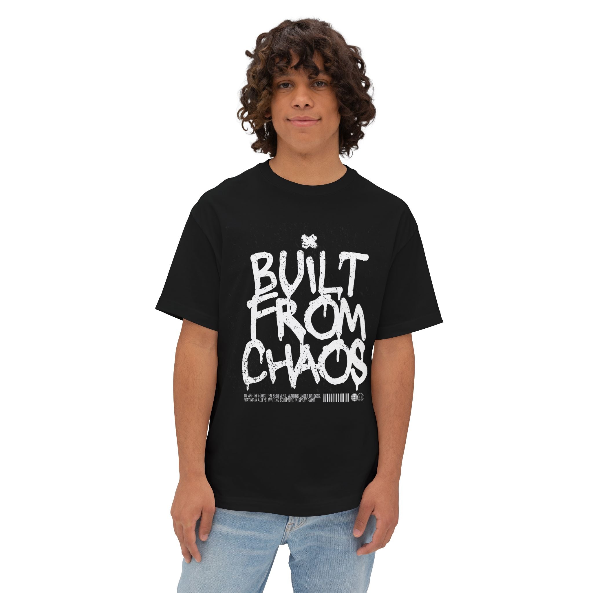 Built From Chaos Graphic Tee — Oversized Boxy Black T-Shirt - caldrwear.com