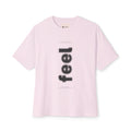 Feel Vertical Graphic Tee — Minimalist White Boxy T-Shirt - caldrwear.com