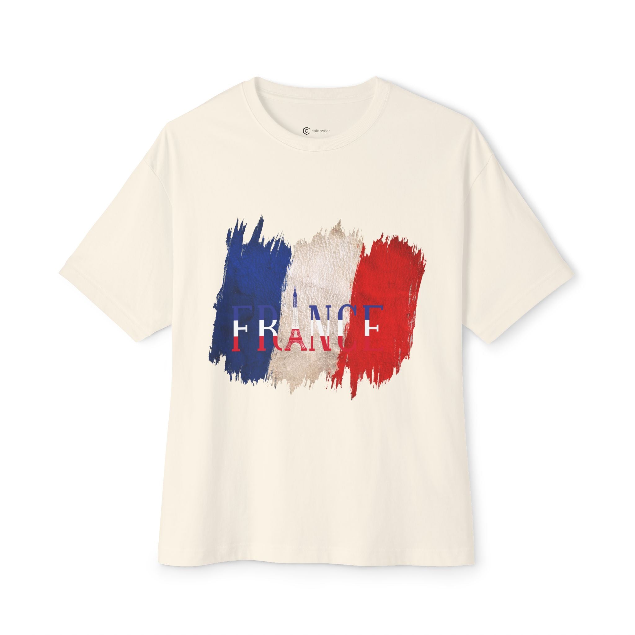 France Flag Brushstroke T‑Shirt - French Tricolor Graphic Tee - caldrwear.com