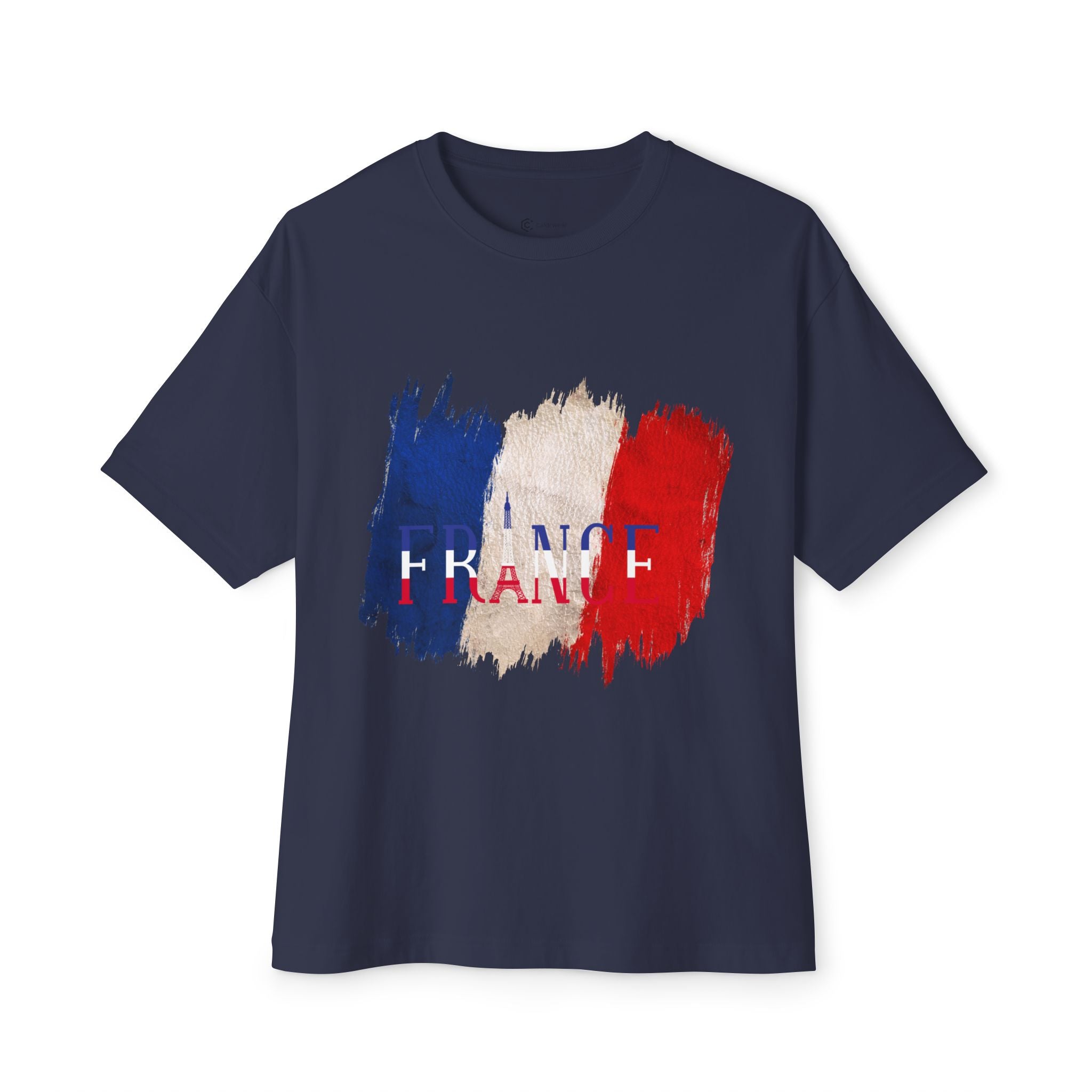 France Flag Brushstroke T‑Shirt - French Tricolor Graphic Tee - caldrwear.com
