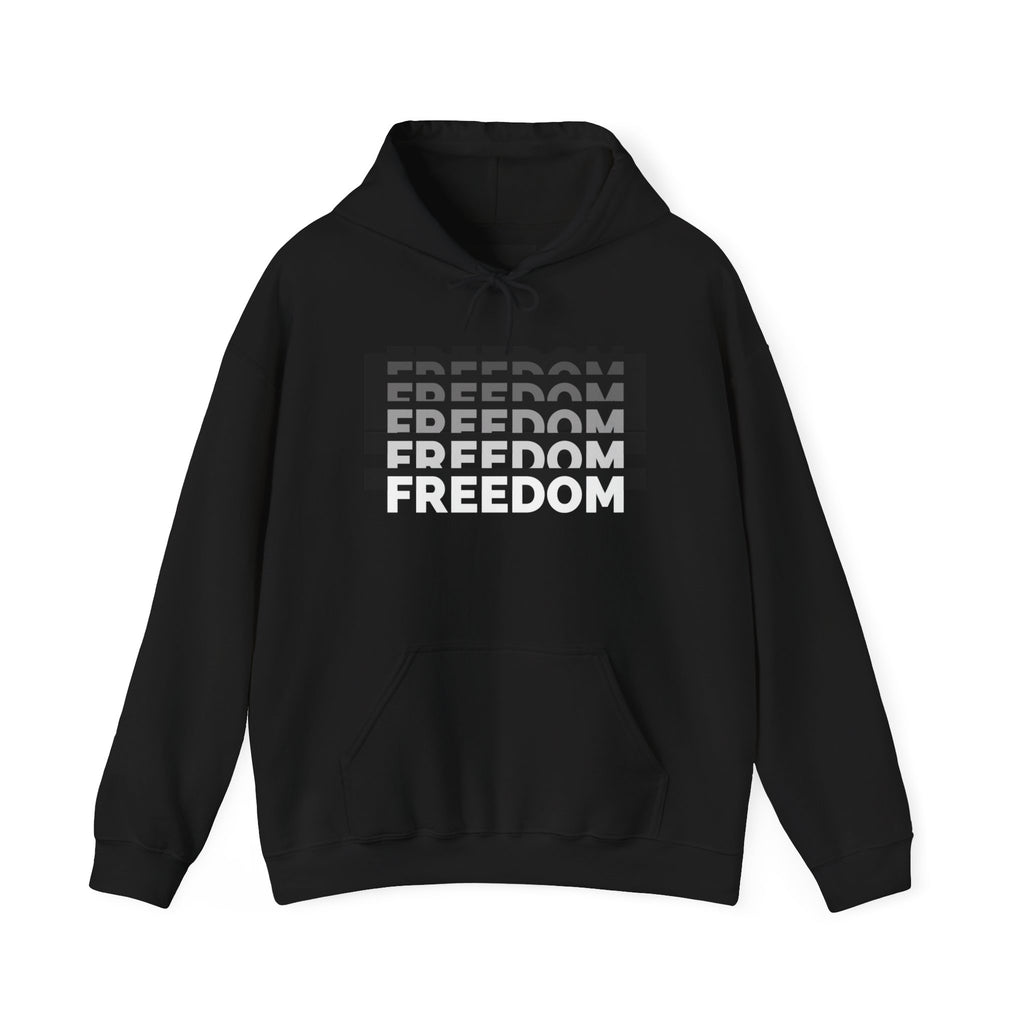 Freedom Gradient Hoodie — Bold Monochrome Freedom Graphic Sweatshirt - caldrwear.com