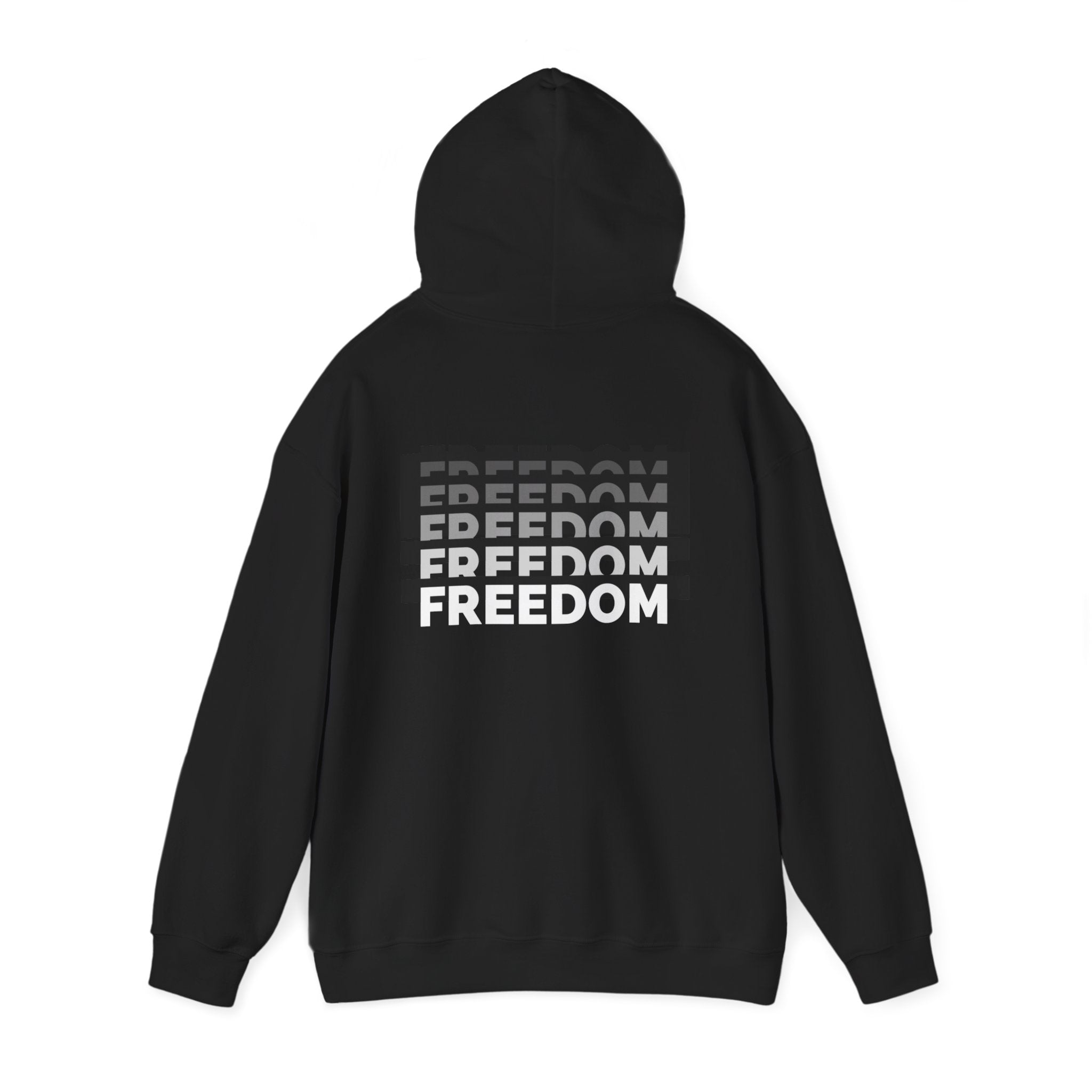 Freedom Gradient Hoodie — Bold Monochrome Freedom Graphic Sweatshirt - caldrwear.com
