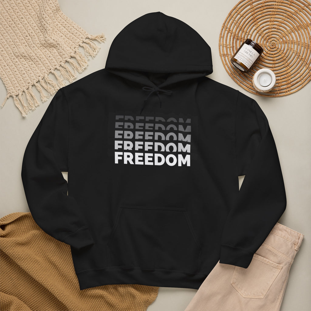 Freedom Gradient Hoodie — Bold Monochrome Freedom Graphic Sweatshirt - caldrwear.com