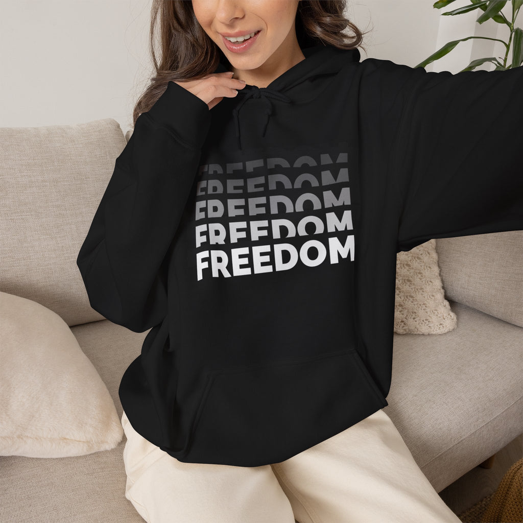 Freedom Gradient Hoodie — Bold Monochrome Freedom Graphic Sweatshirt - caldrwear.com
