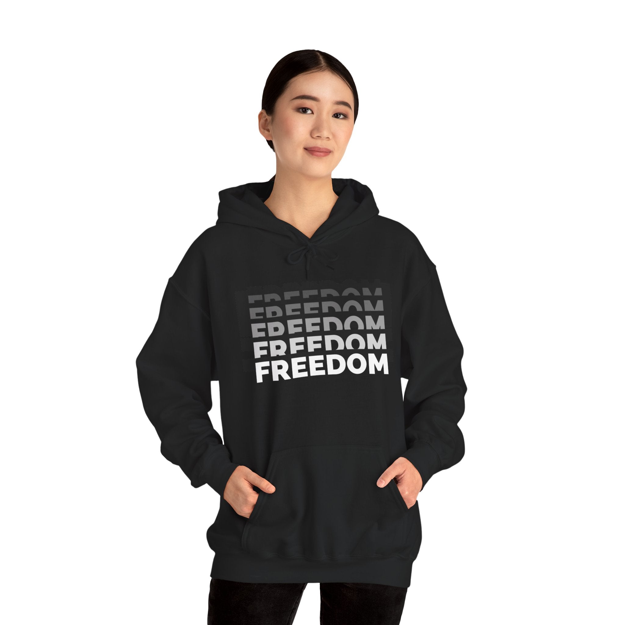 Freedom Gradient Hoodie — Bold Monochrome Freedom Graphic Sweatshirt - caldrwear.com