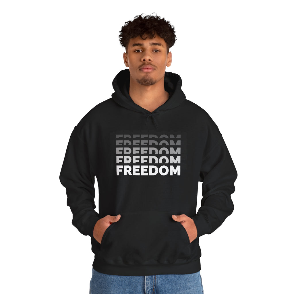 Freedom Gradient Hoodie — Bold Monochrome Freedom Graphic Sweatshirt - caldrwear.com