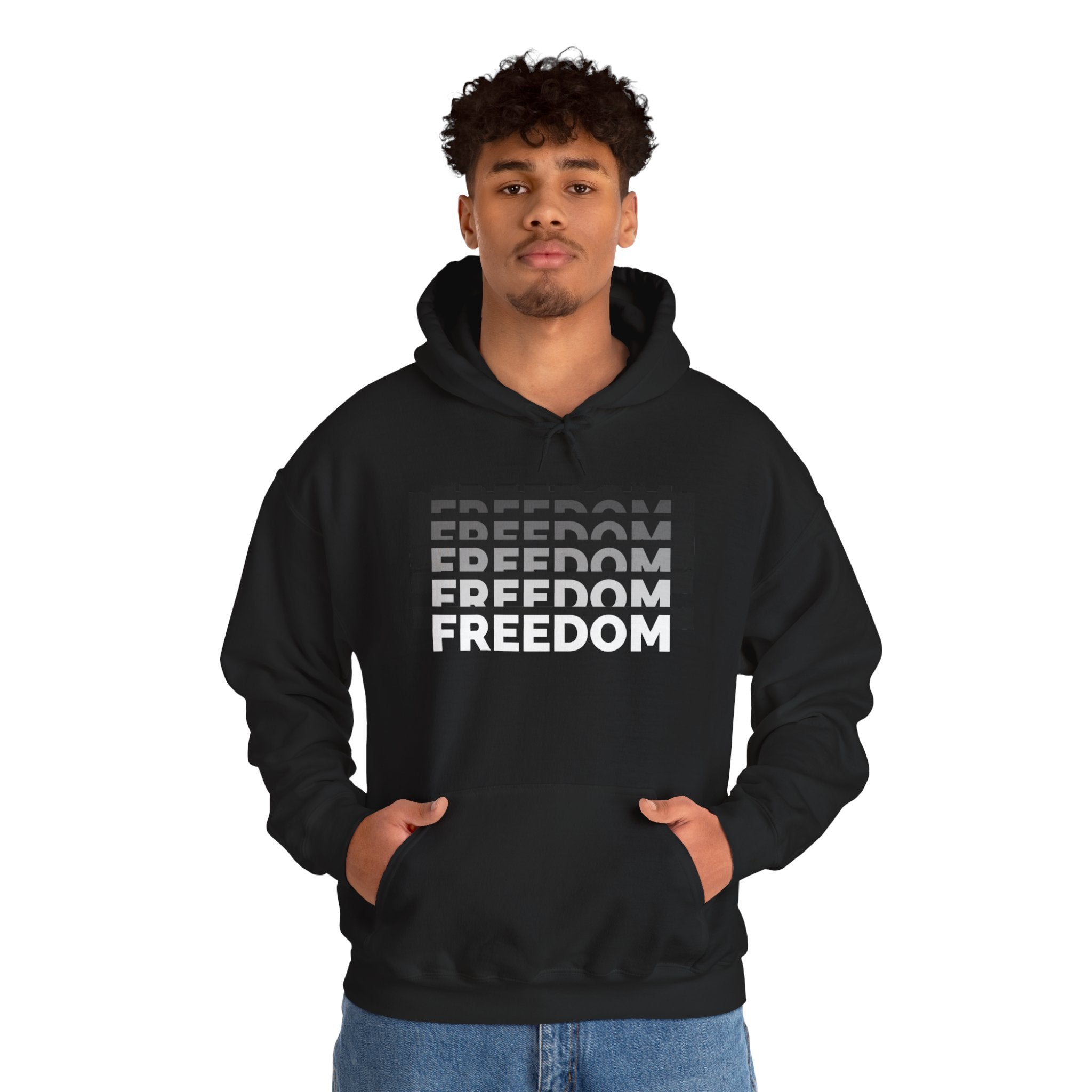 Freedom Gradient Hoodie — Bold Monochrome Freedom Graphic Sweatshirt - caldrwear.com