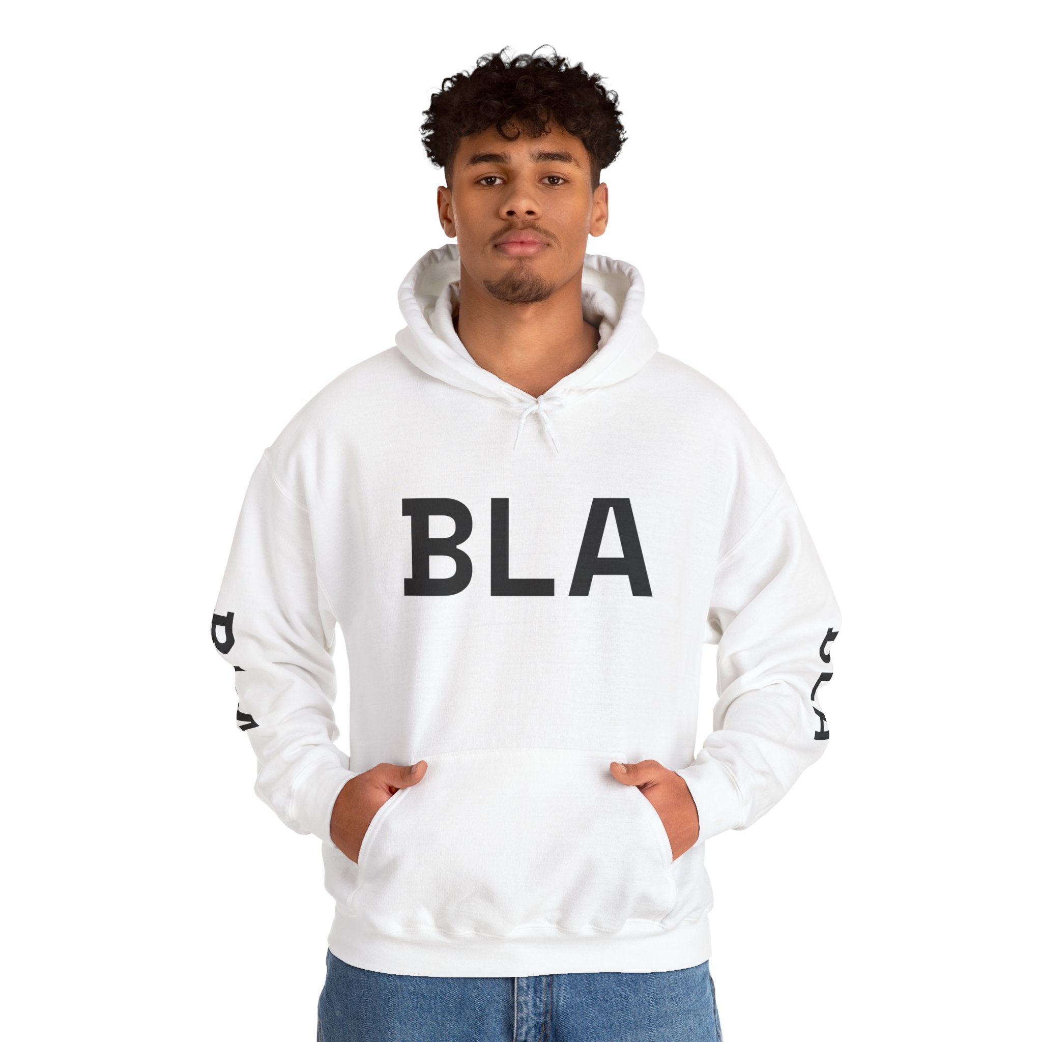 Hoodie — 'BLA BLA' Graphic Text Pullover - caldrwear.com