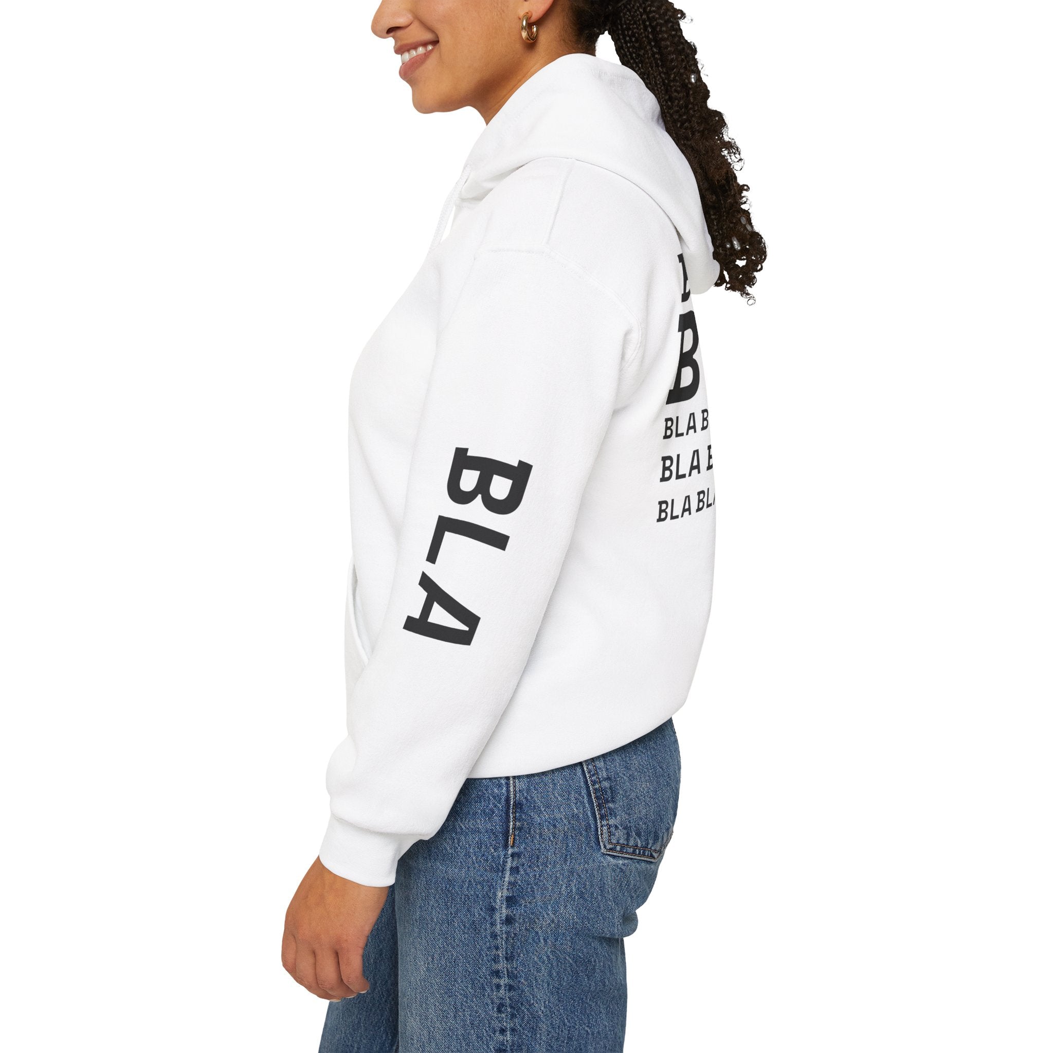 Hoodie — 'BLA BLA' Graphic Text Pullover - caldrwear.com