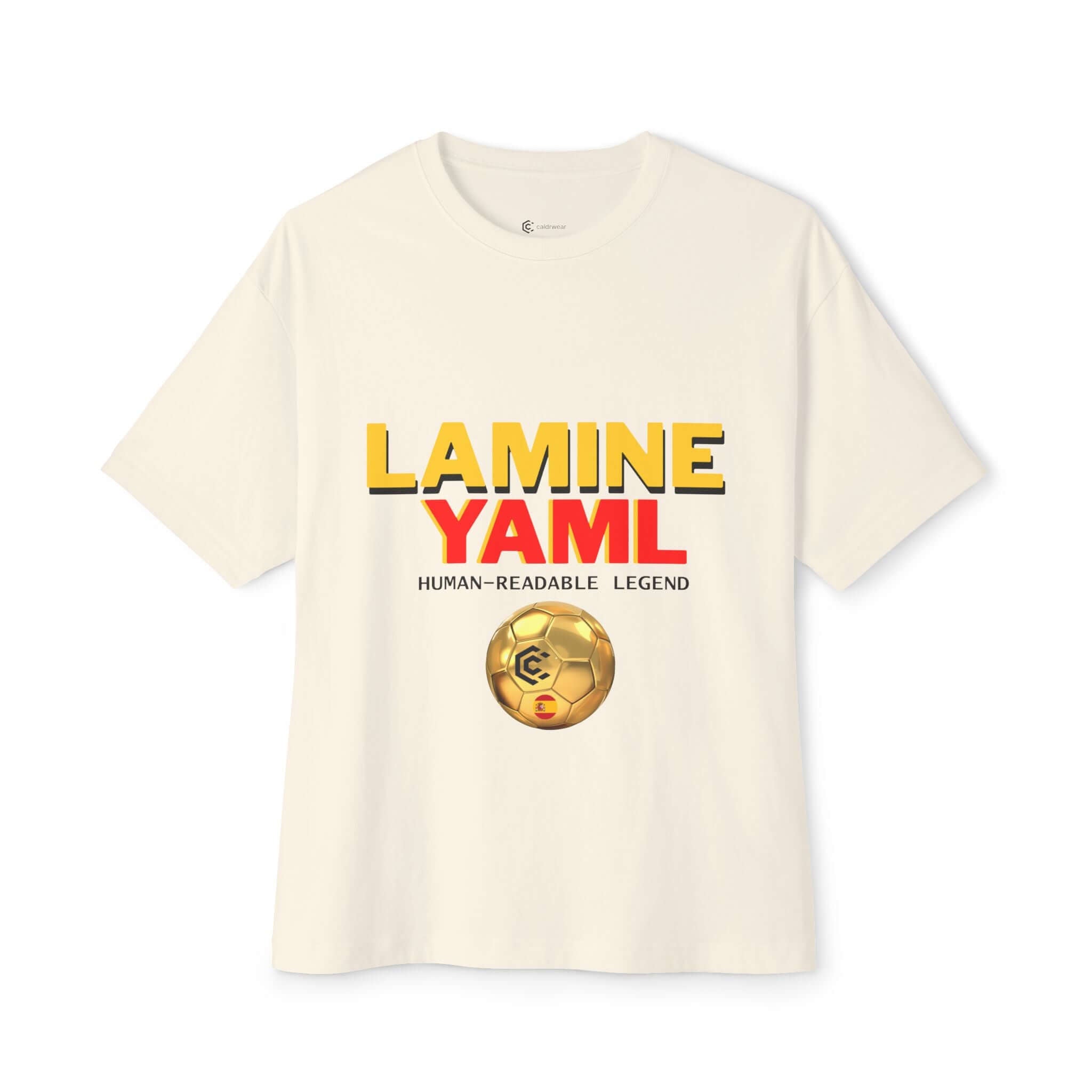 Lamine Yaml Graphic Tee — “HUMAN-READABLE LEGEND” Oversized Boxy T-Shirt - caldrwear.com