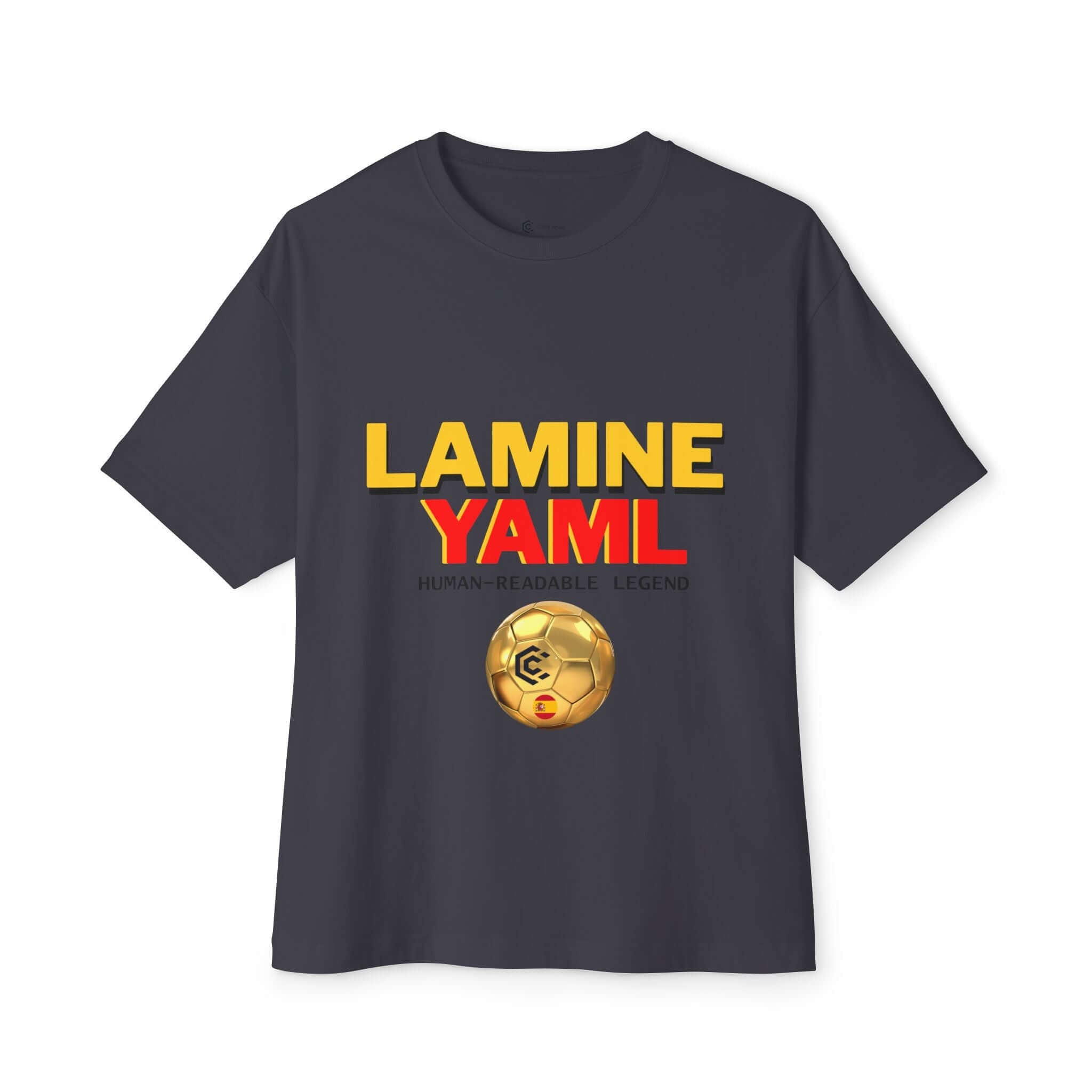 Lamine Yaml Graphic Tee — “HUMAN-READABLE LEGEND” Oversized Boxy T-Shirt - caldrwear.com