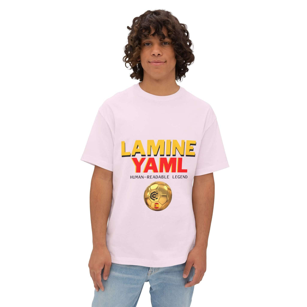 Lamine Yaml Graphic Tee — “HUMAN-READABLE LEGEND” Oversized Boxy T-Shirt - caldrwear.com