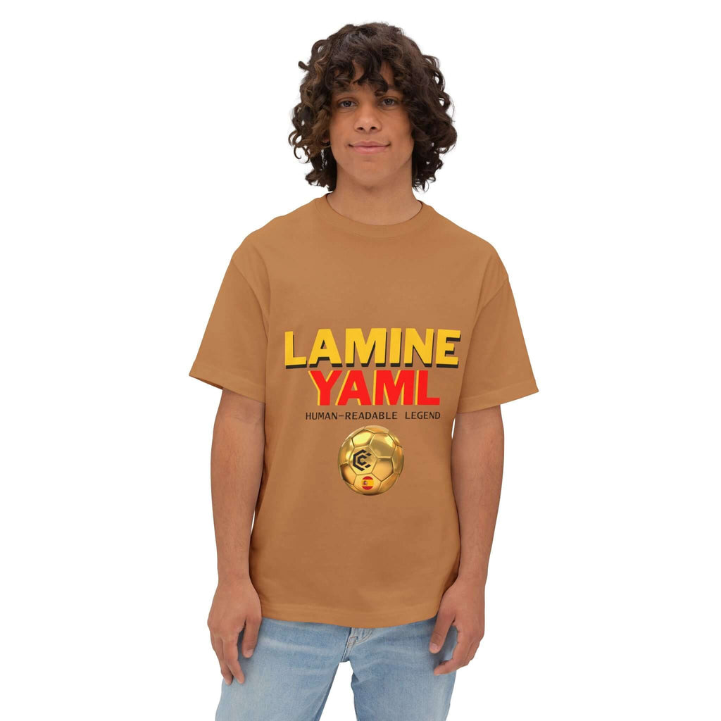 Lamine Yaml Graphic Tee — “HUMAN-READABLE LEGEND” Oversized Boxy T-Shirt - caldrwear.com