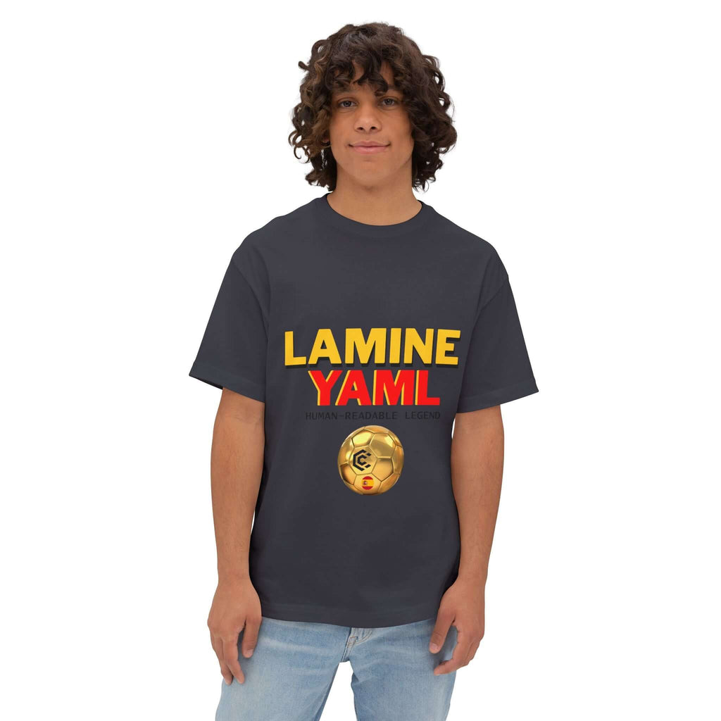 Lamine Yaml Graphic Tee — “HUMAN-READABLE LEGEND” Oversized Boxy T-Shirt - caldrwear.com