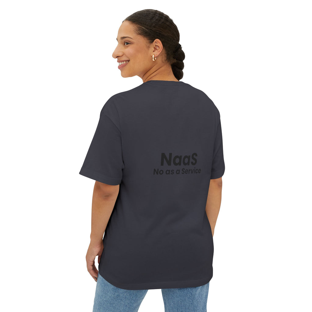 NaaS 'No as a Service' Oversized Boxy Tee — Tech Startup Logo T‑Shirt - caldrwear.com