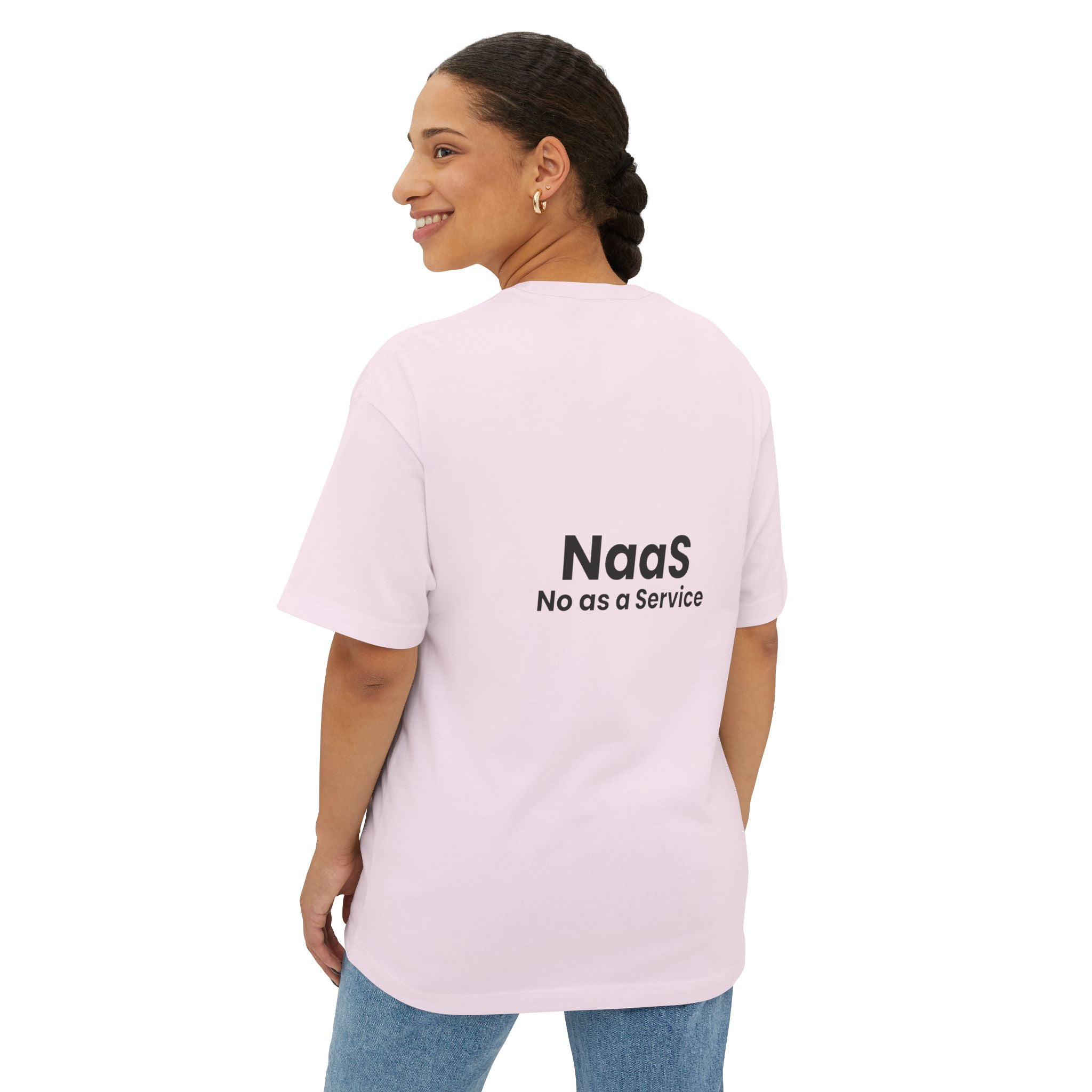 NaaS 'No as a Service' Oversized Boxy Tee — Tech Startup Logo T‑Shirt - caldrwear.com