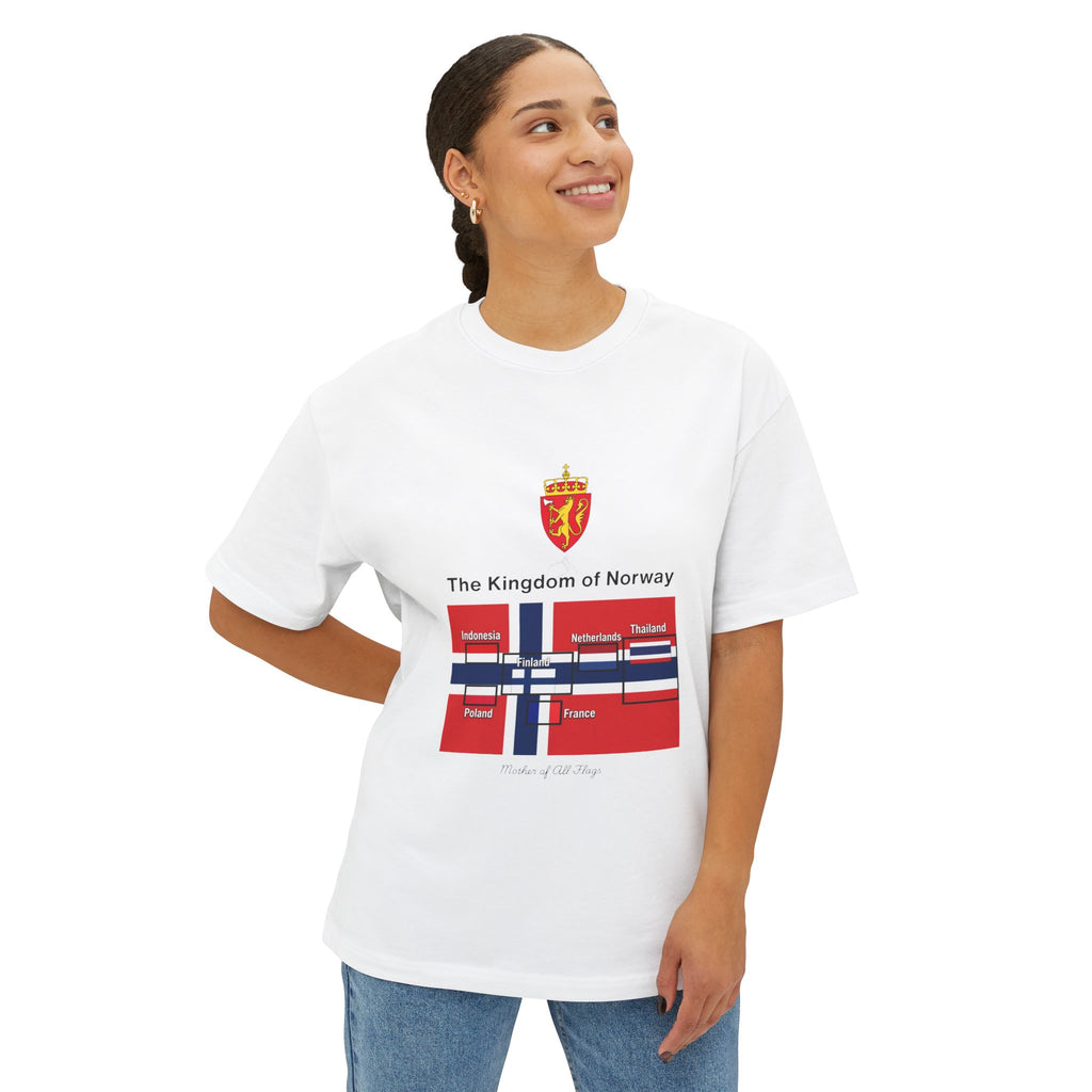 Norway Flag Graphic Tee — "The Kingdom of Norway" Oversized Boxy T‑Shirt - caldrwear.com