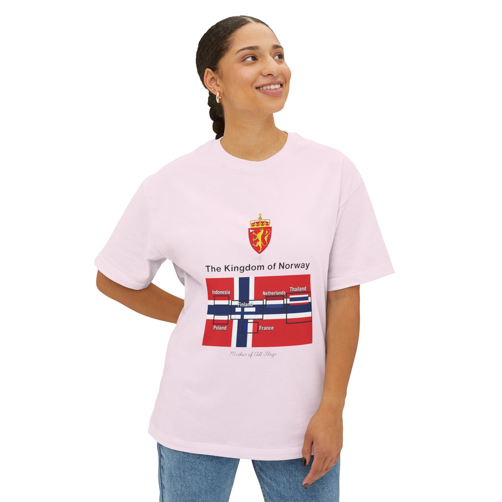 Norway Flag Graphic Tee — "The Kingdom of Norway" Oversized Boxy T‑Shirt - caldrwear.com