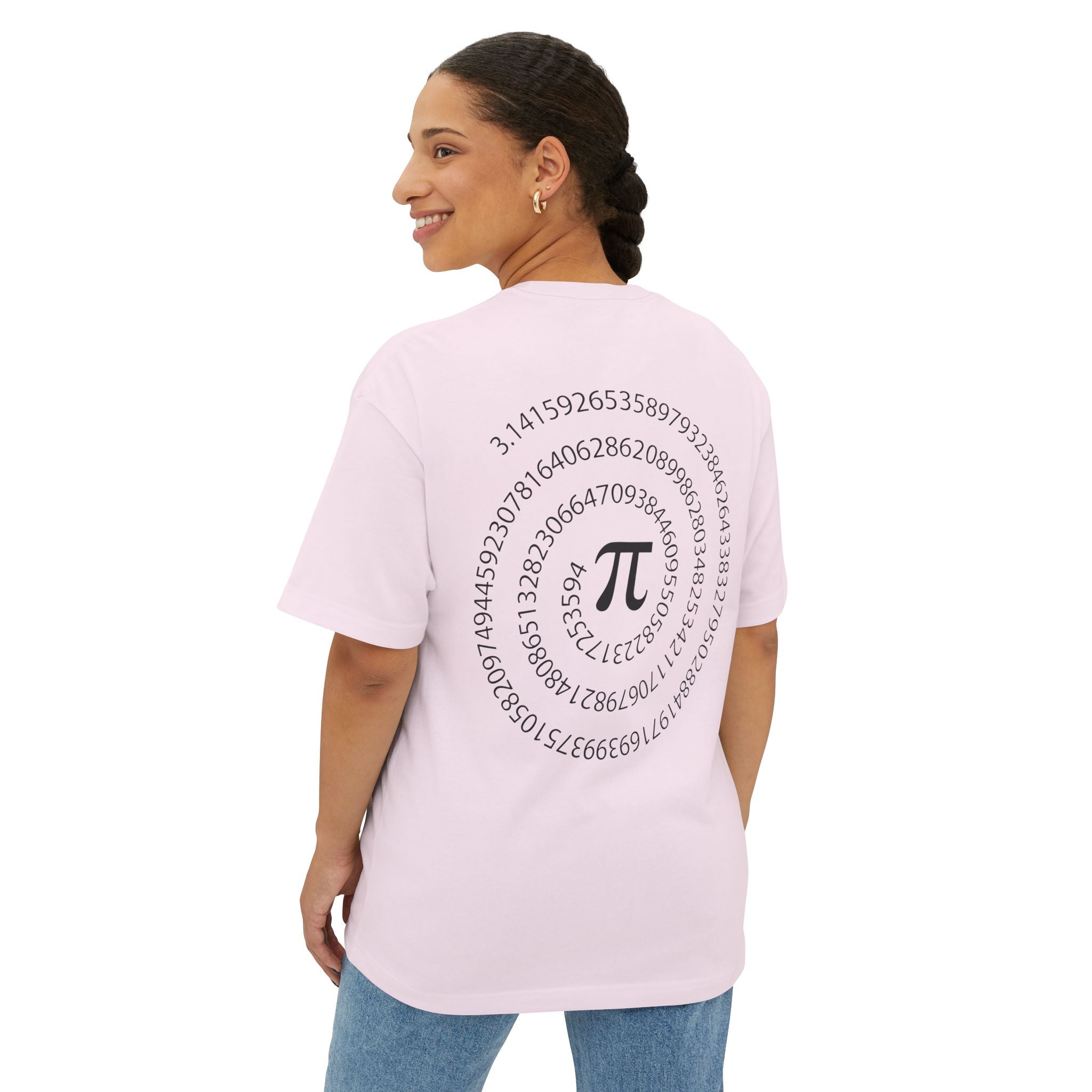 Pi Spiral Oversized Tee — Math Nerd Circle of Pi T-Shirt - caldrwear.com