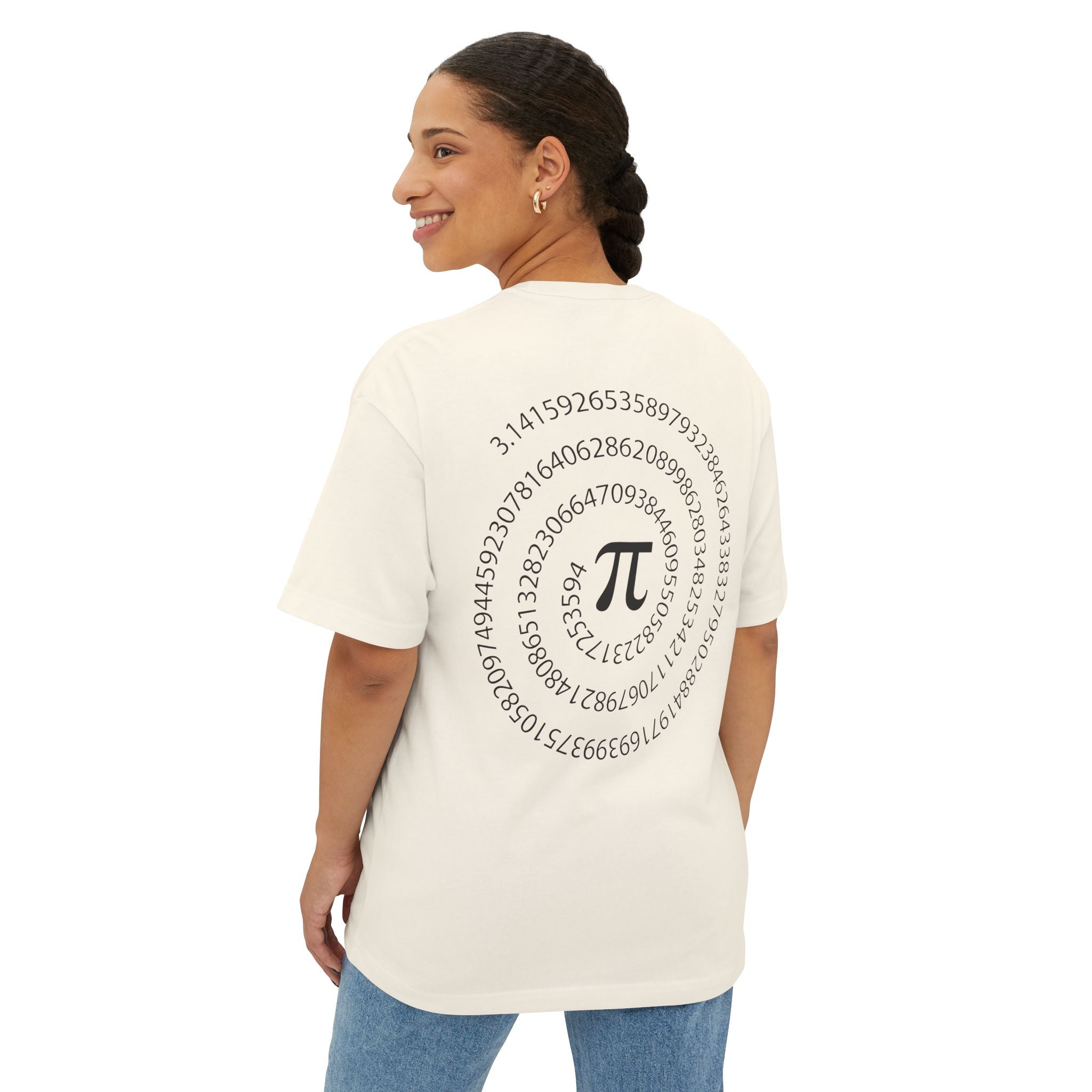 Pi Spiral Oversized Tee — Math Nerd Circle of Pi T-Shirt - caldrwear.com