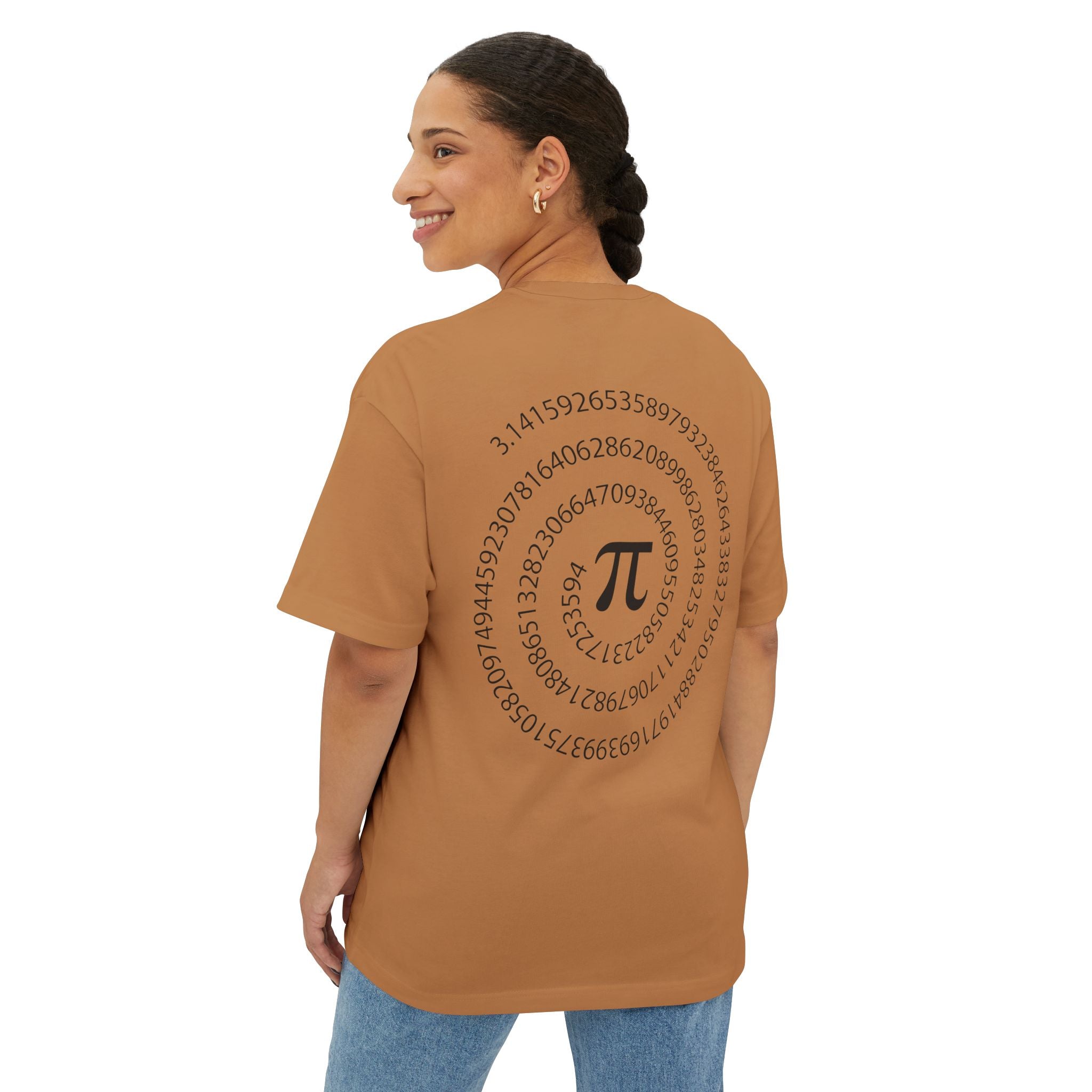 Pi Spiral Oversized Tee — Math Nerd Circle of Pi T-Shirt - caldrwear.com