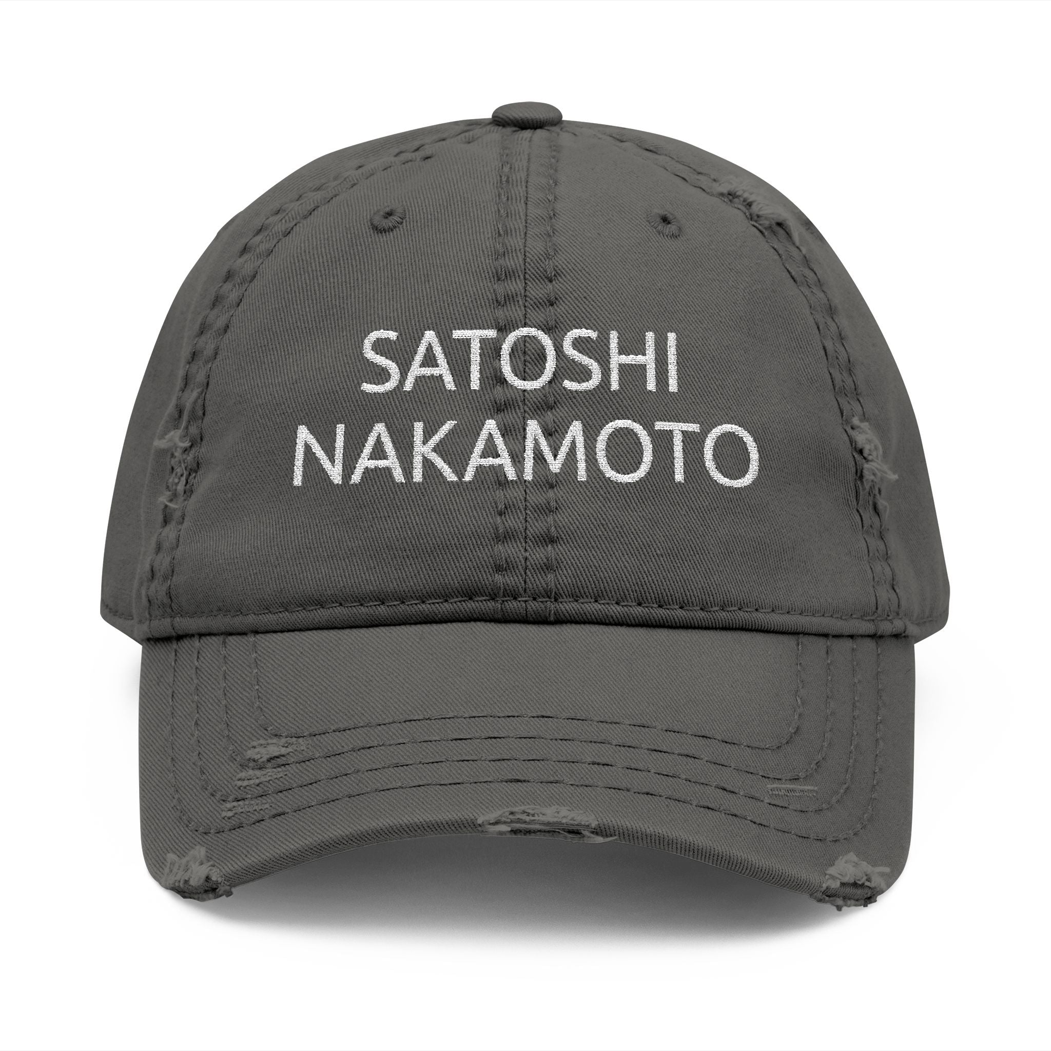 Satoshi Nakamoto Embroidered Distressed Dad Hat - caldrwear.com