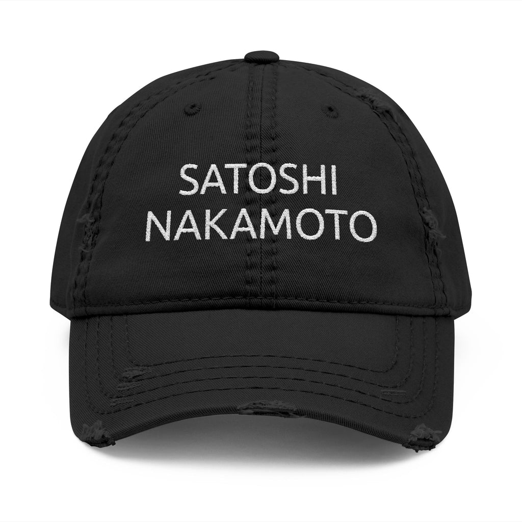 Satoshi Nakamoto Embroidered Distressed Dad Hat - caldrwear.com