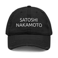 Satoshi Nakamoto Embroidered Distressed Dad Hat - caldrwear.com