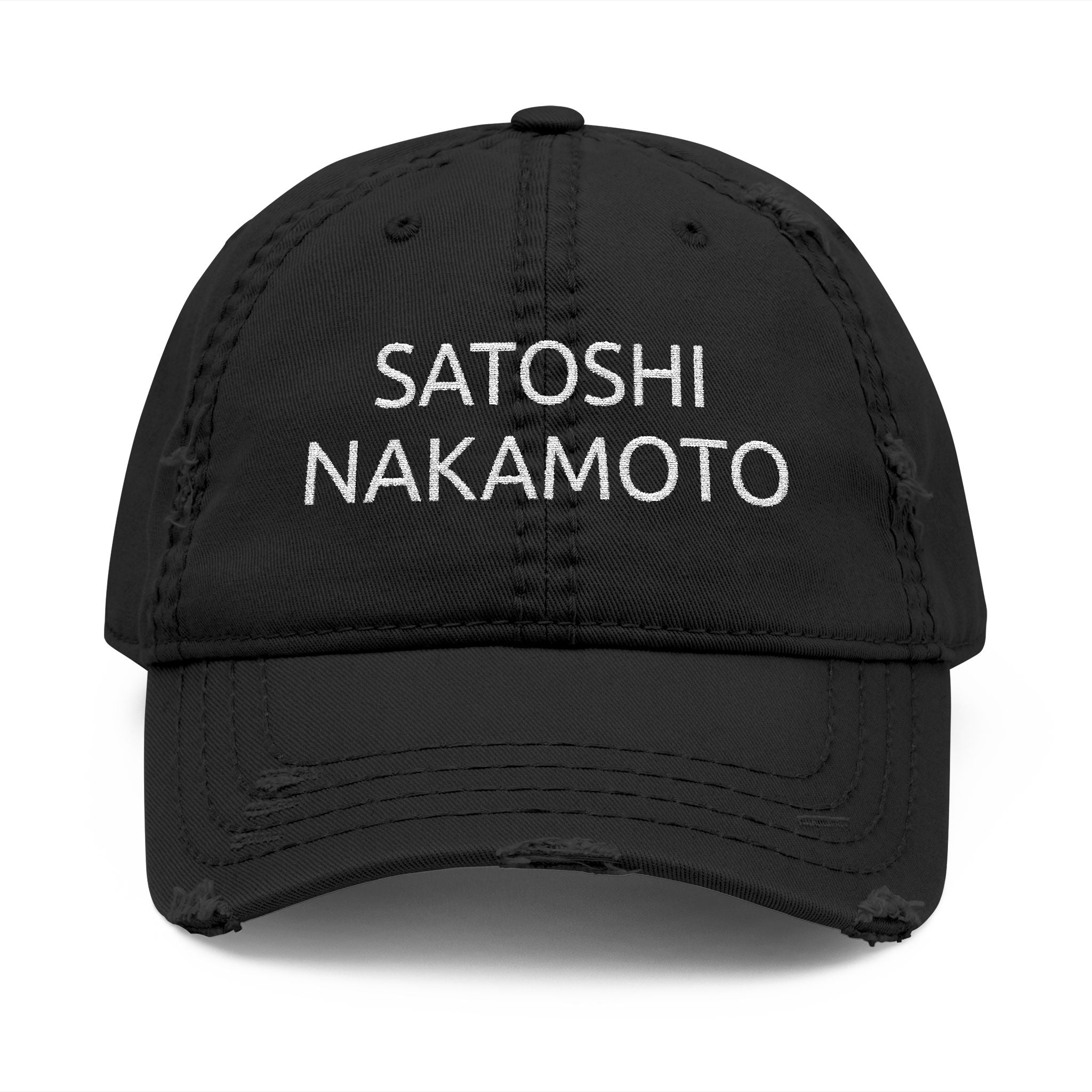 Satoshi Nakamoto Embroidered Distressed Dad Hat - caldrwear.com