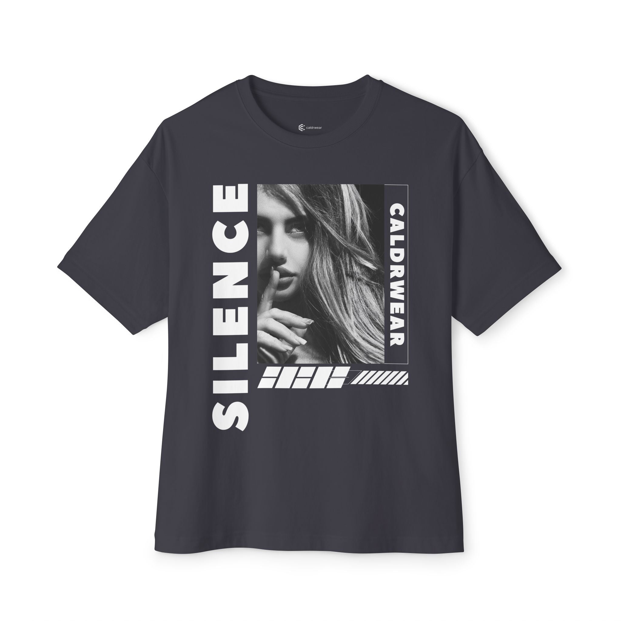 Silence Graphic Tee — Noir Photo Print Boxy T‑Shirt - caldrwear.com