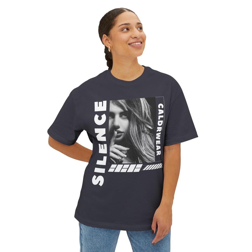 Silence Graphic Tee — Noir Photo Print Boxy T‑Shirt - caldrwear.com