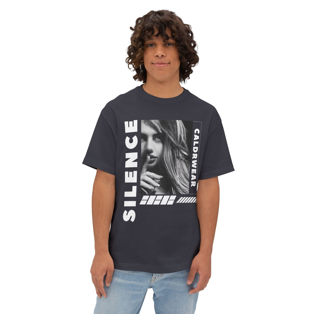 Silence Graphic Tee — Noir Photo Print Boxy T‑Shirt - caldrwear.com