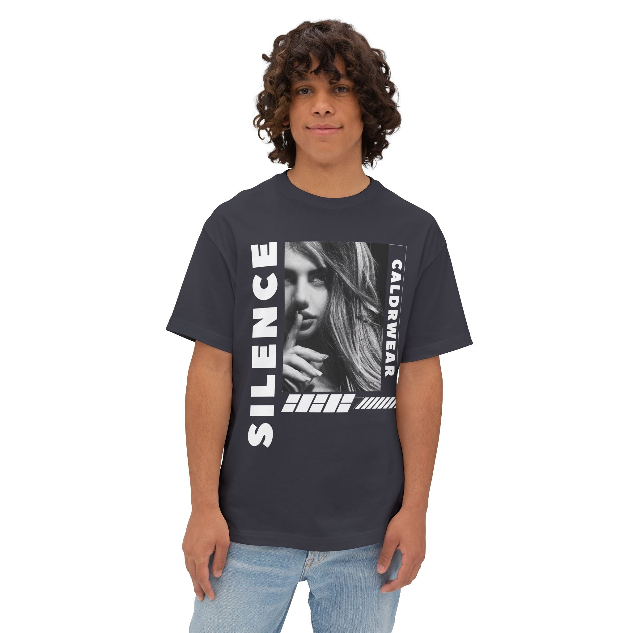Silence Graphic Tee — Noir Photo Print Boxy T‑Shirt - caldrwear.com
