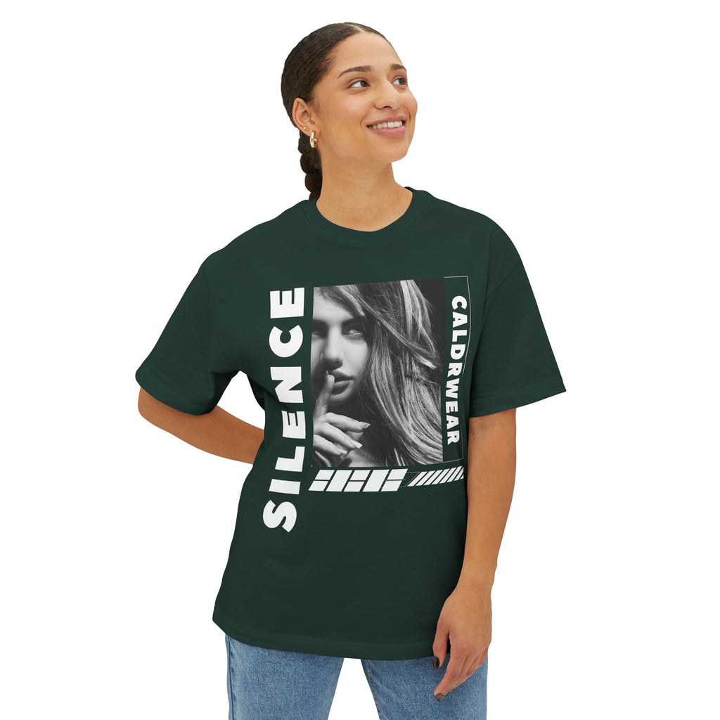 Silence Graphic Tee — Noir Photo Print Boxy T‑Shirt - caldrwear.com