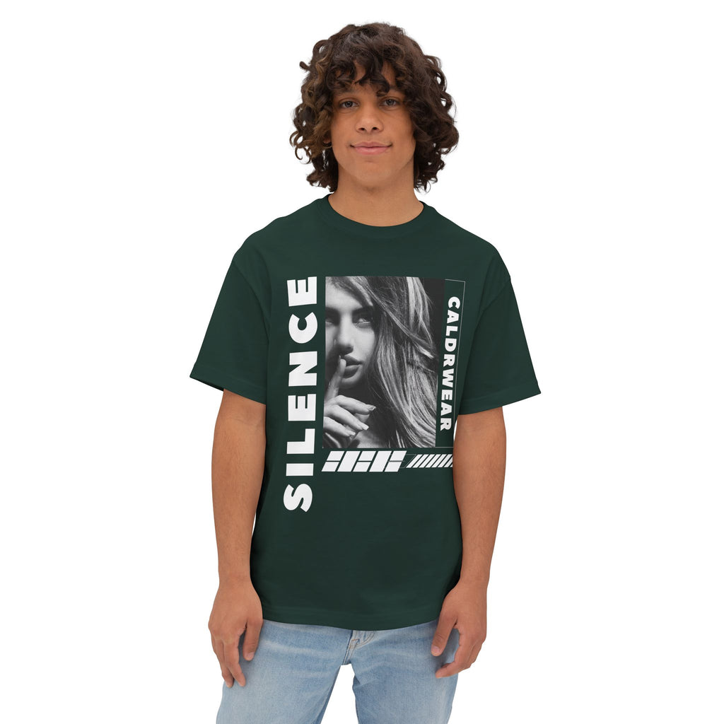 Silence Graphic Tee — Noir Photo Print Boxy T‑Shirt - caldrwear.com