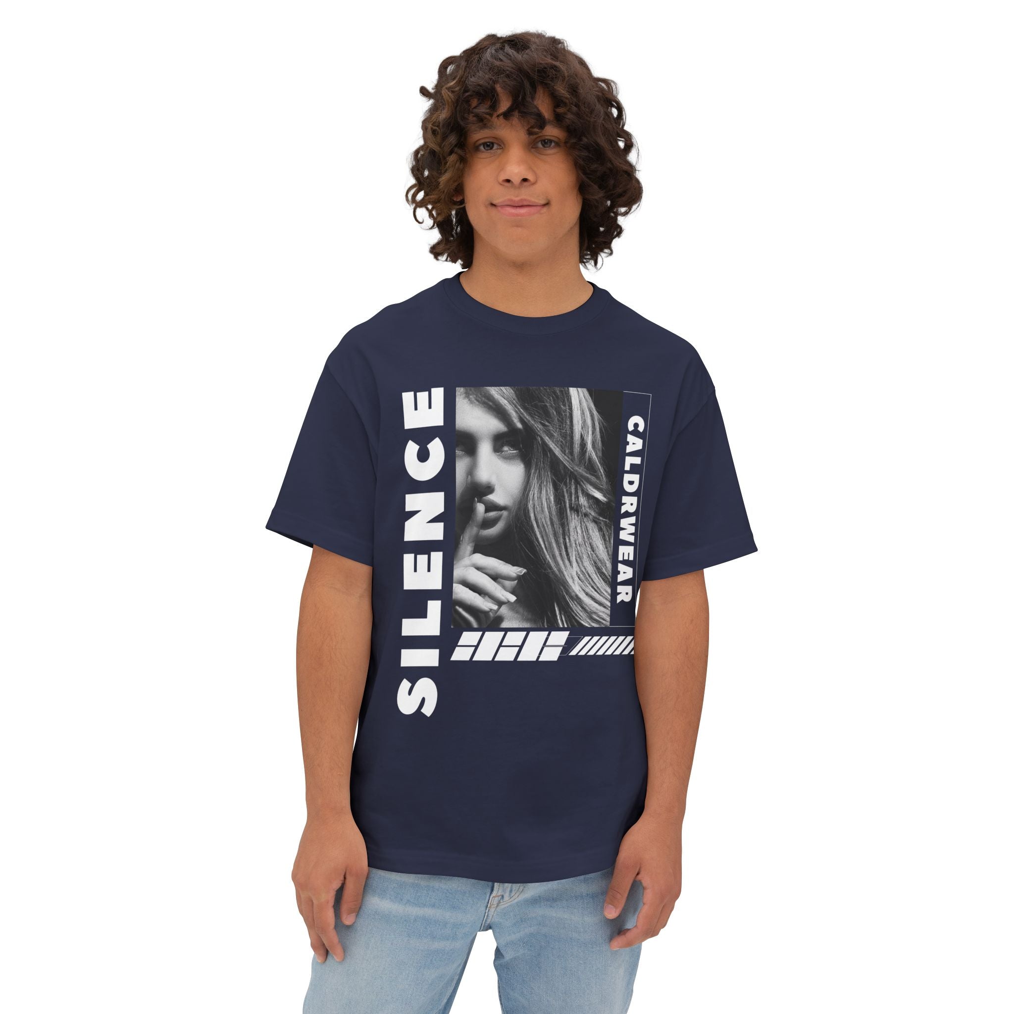 Silence Graphic Tee — Noir Photo Print Boxy T‑Shirt - caldrwear.com