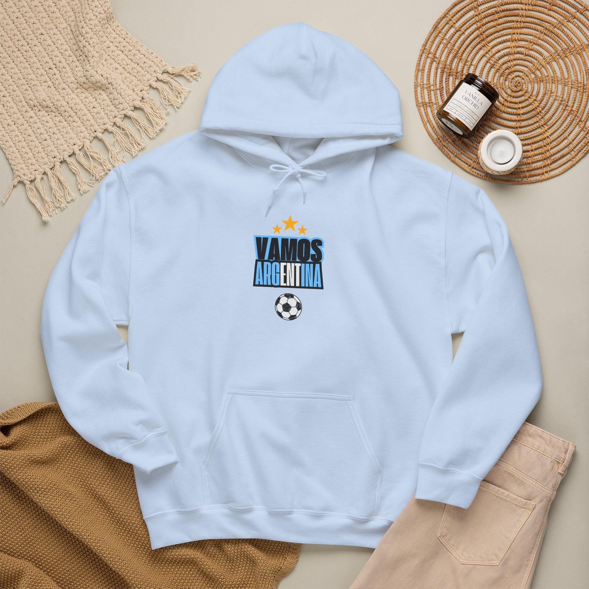 Vamos Argentina Soccer Hoodie — Argentina Flag Sun Football Fan Sweatshirt - caldrwear.com