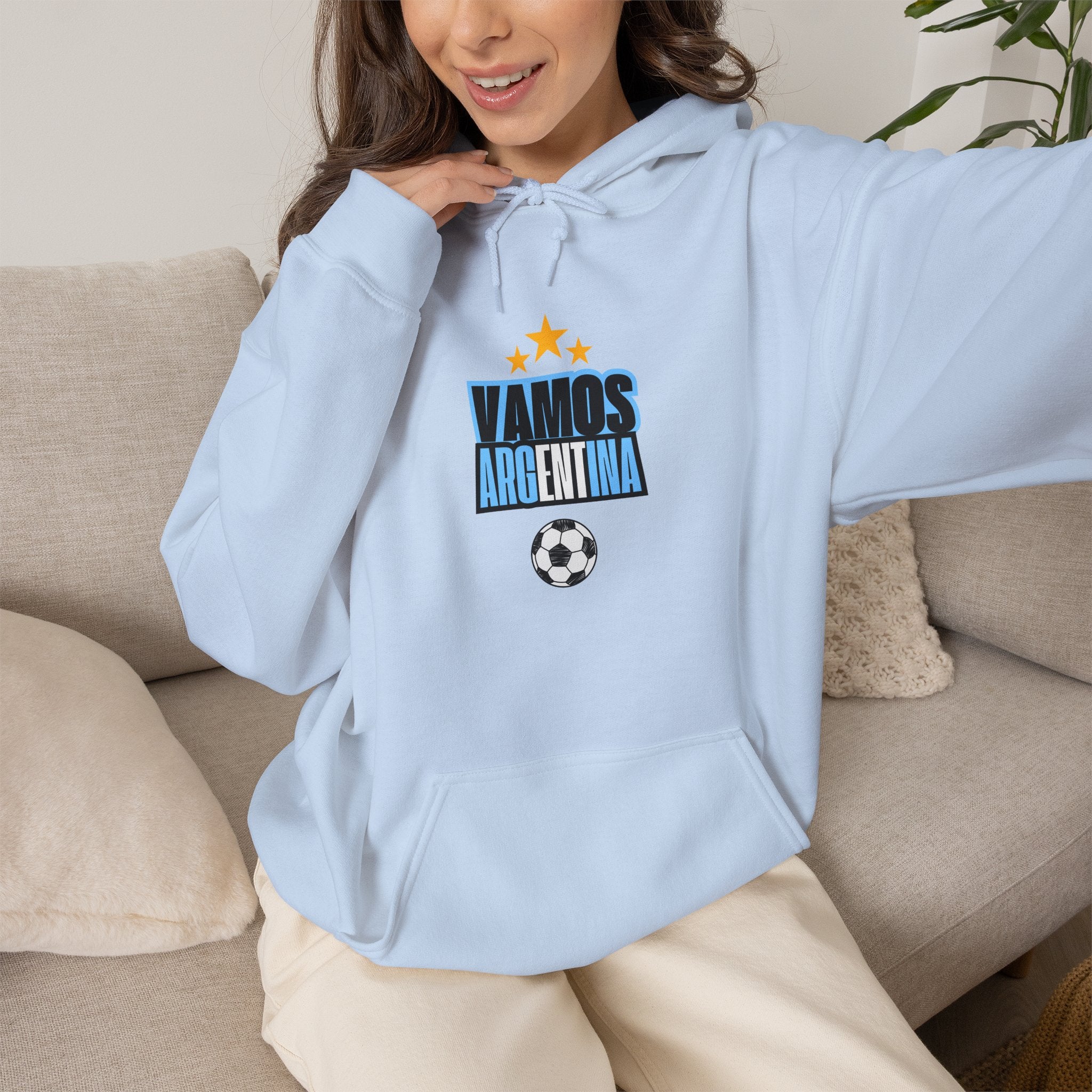 Vamos Argentina Soccer Hoodie — Argentina Flag Sun Football Fan Sweatshirt - caldrwear.com