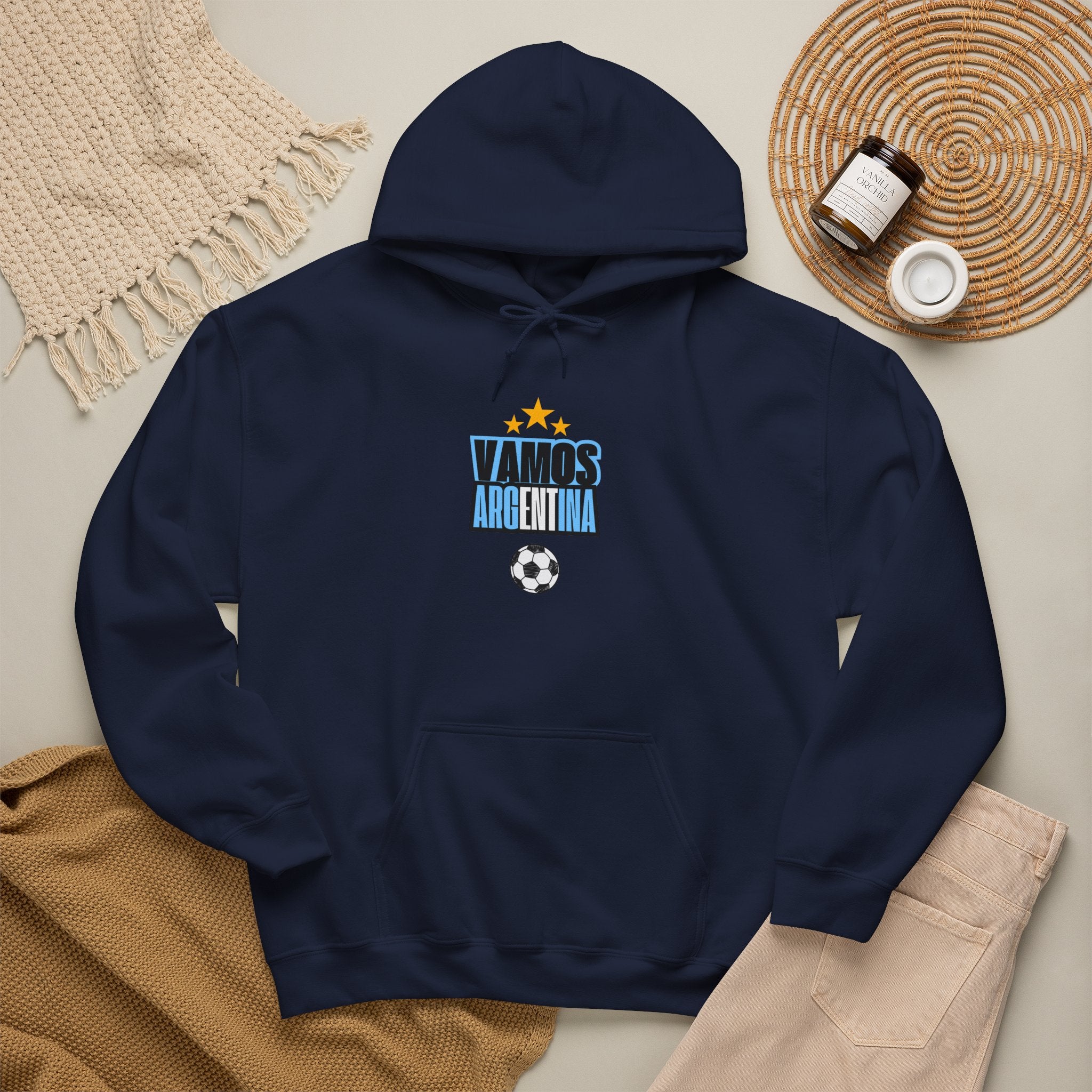 Vamos Argentina Soccer Hoodie — Argentina Flag Sun Football Fan Sweatshirt - caldrwear.com